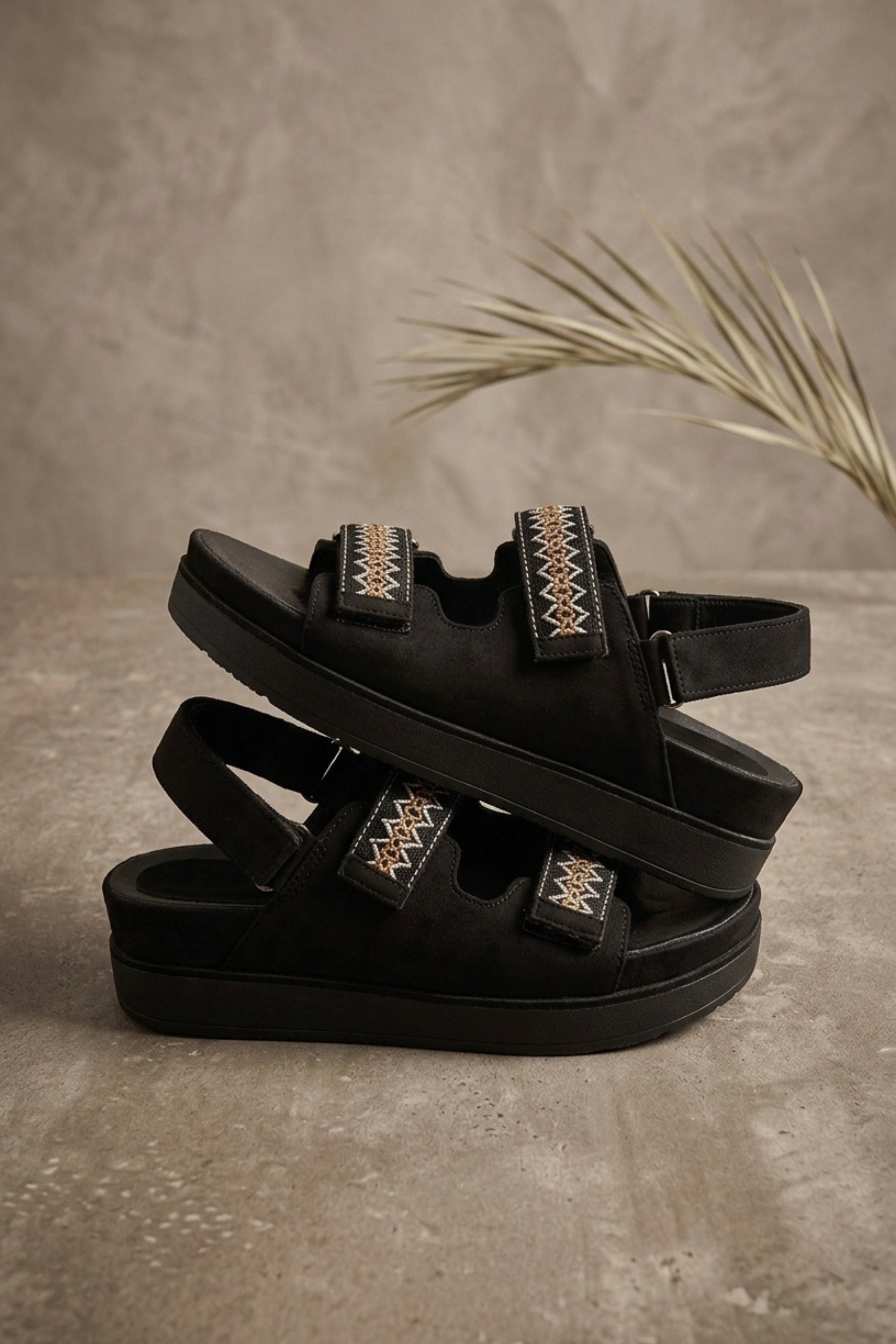 Black Black Gladiator Style Flat Sandals - Jessica, Image 2 of 2