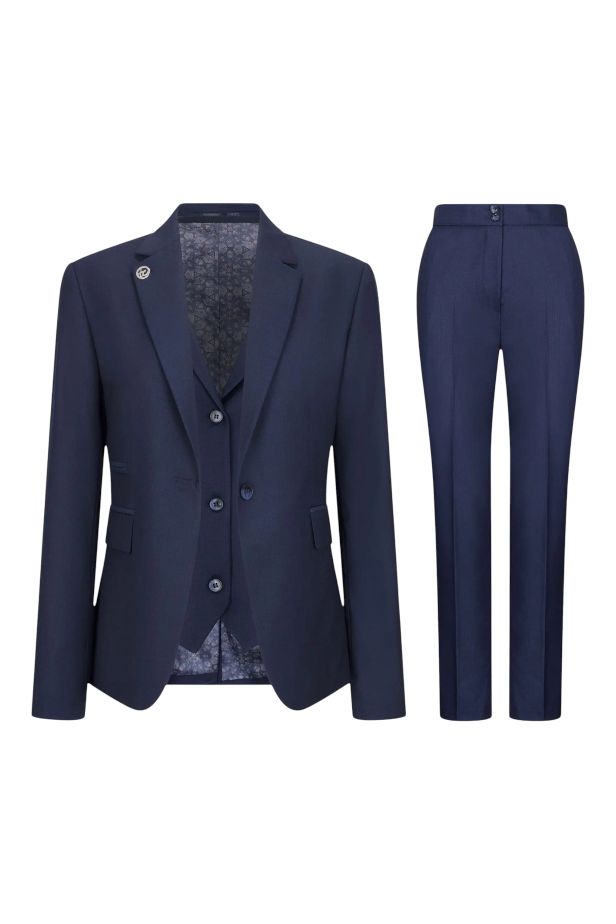 Navy Infinity Leather Navy Womens 3 Piece Plain Navy Formal Office Suit, Image 1 of 8