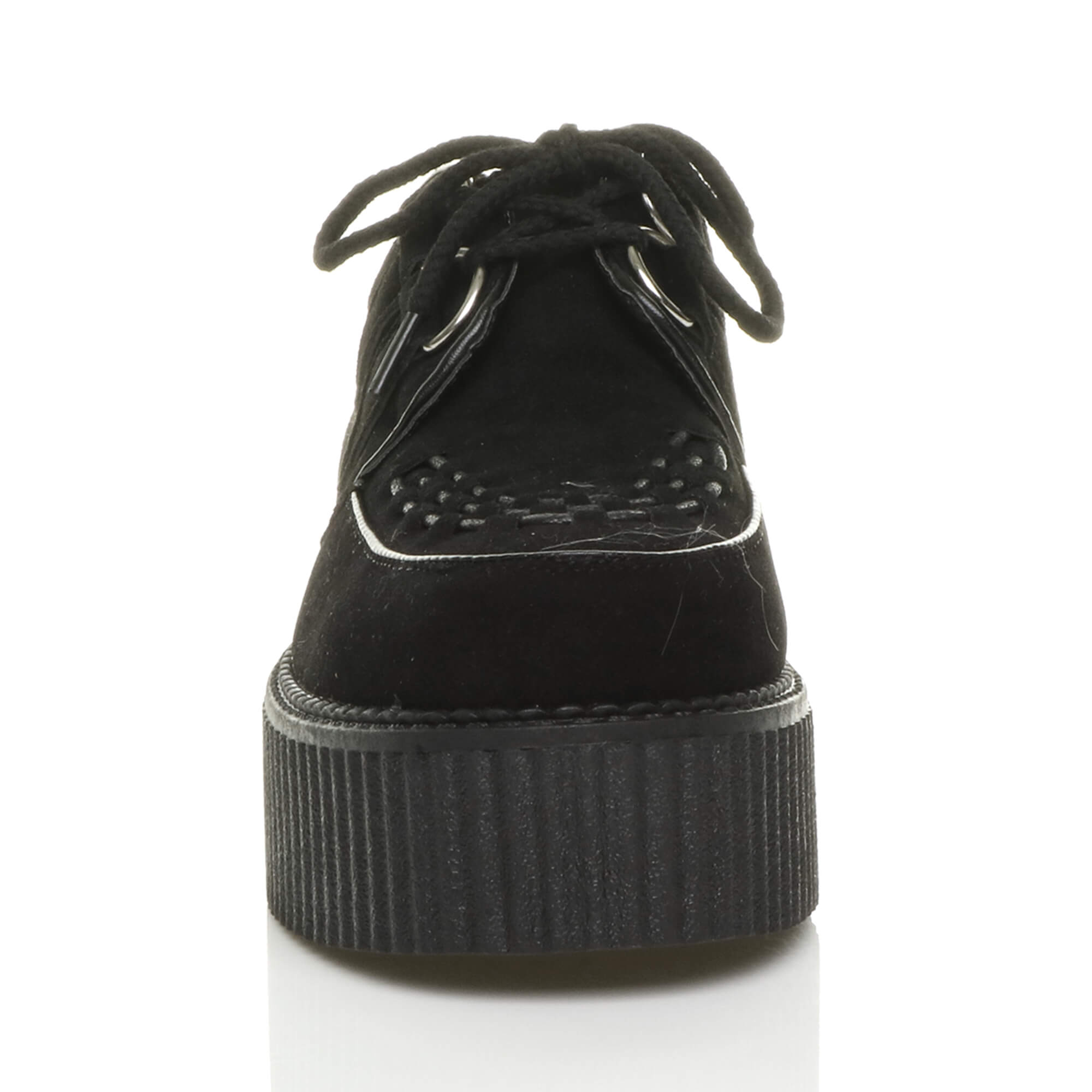 Black Double Platform Brothel Creepers Lace Up Shoes, Image 6 of 6