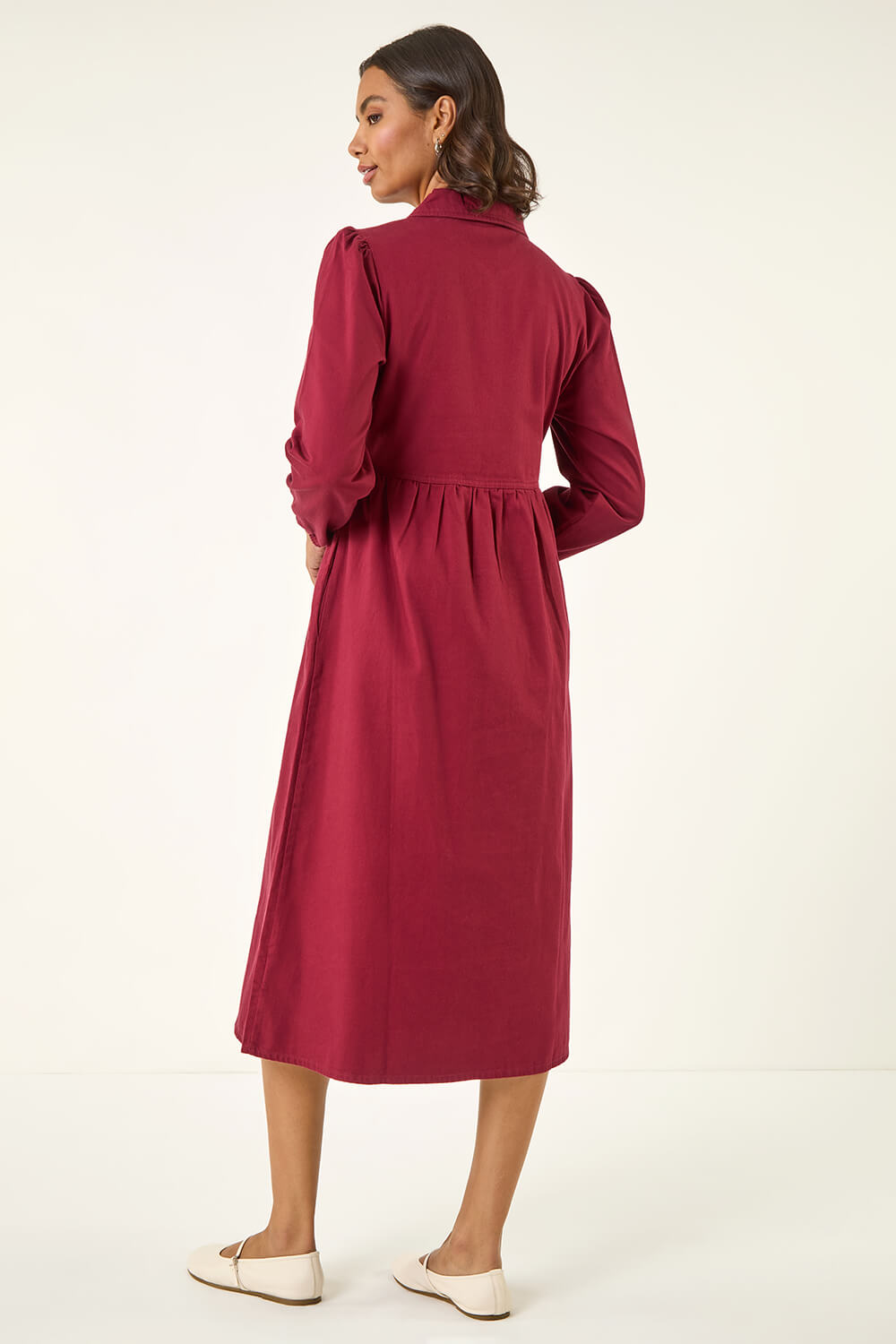 Wine Front Zip Midi Dress, Image 4 of 5