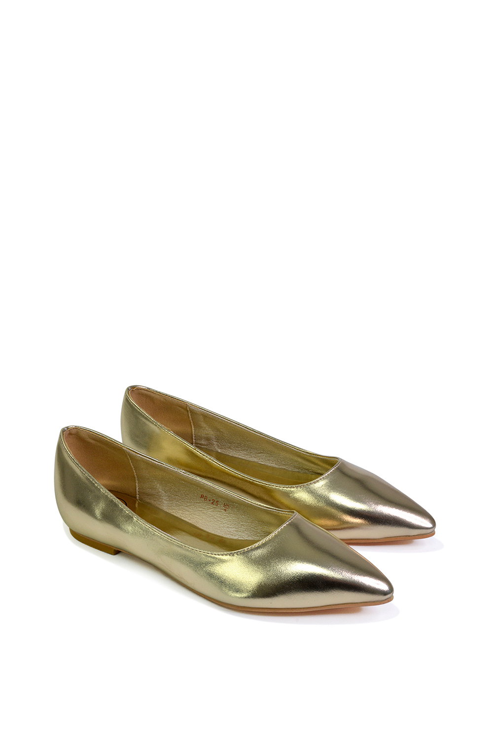 Gold 'Bubbles' Pointed Toe Slip on Flat Ballerina Pump Shoes, Image 5 of 5