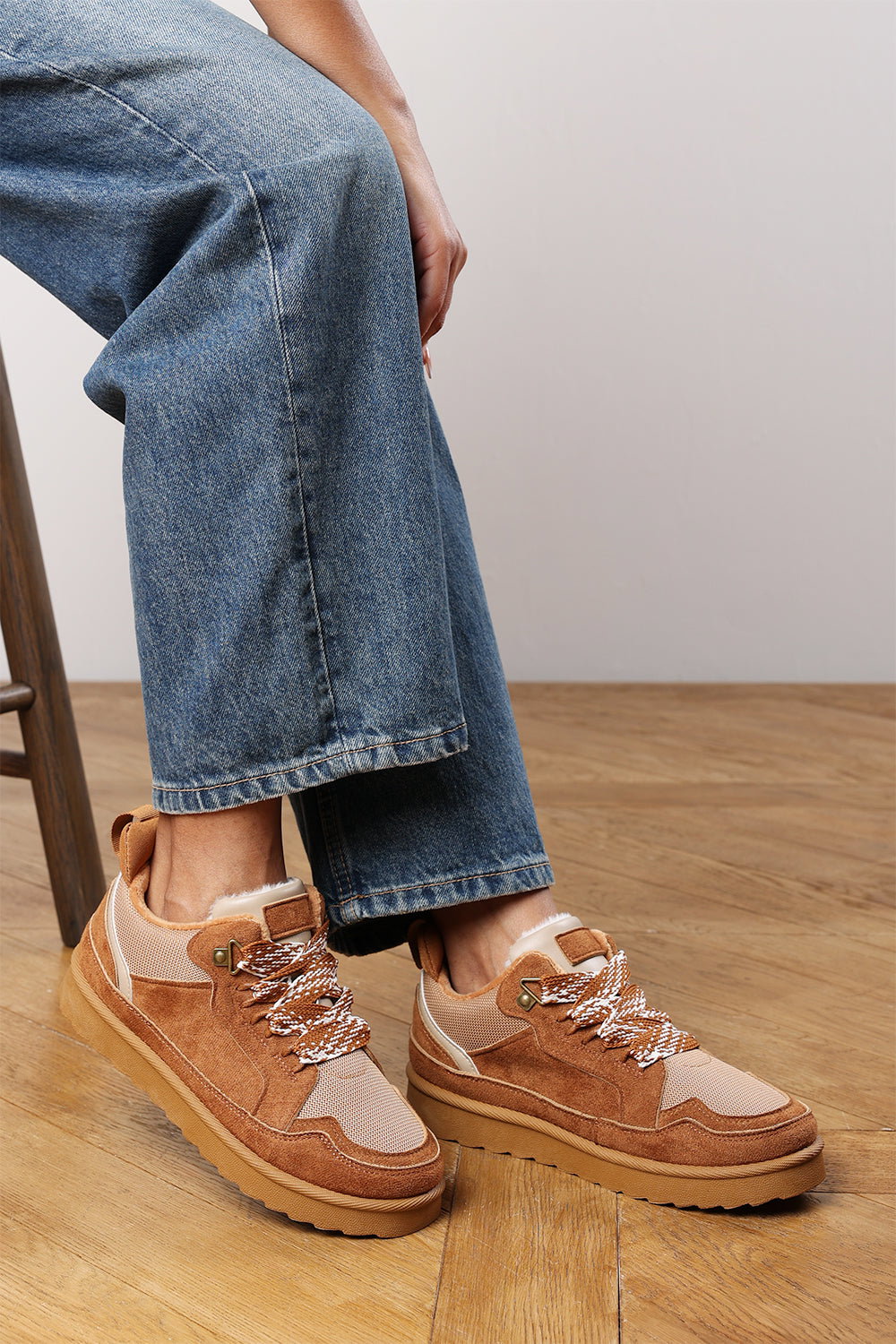 Tan 'Darcy' Lace-Up Trainers with Chunky Sole, Image 7 of 7
