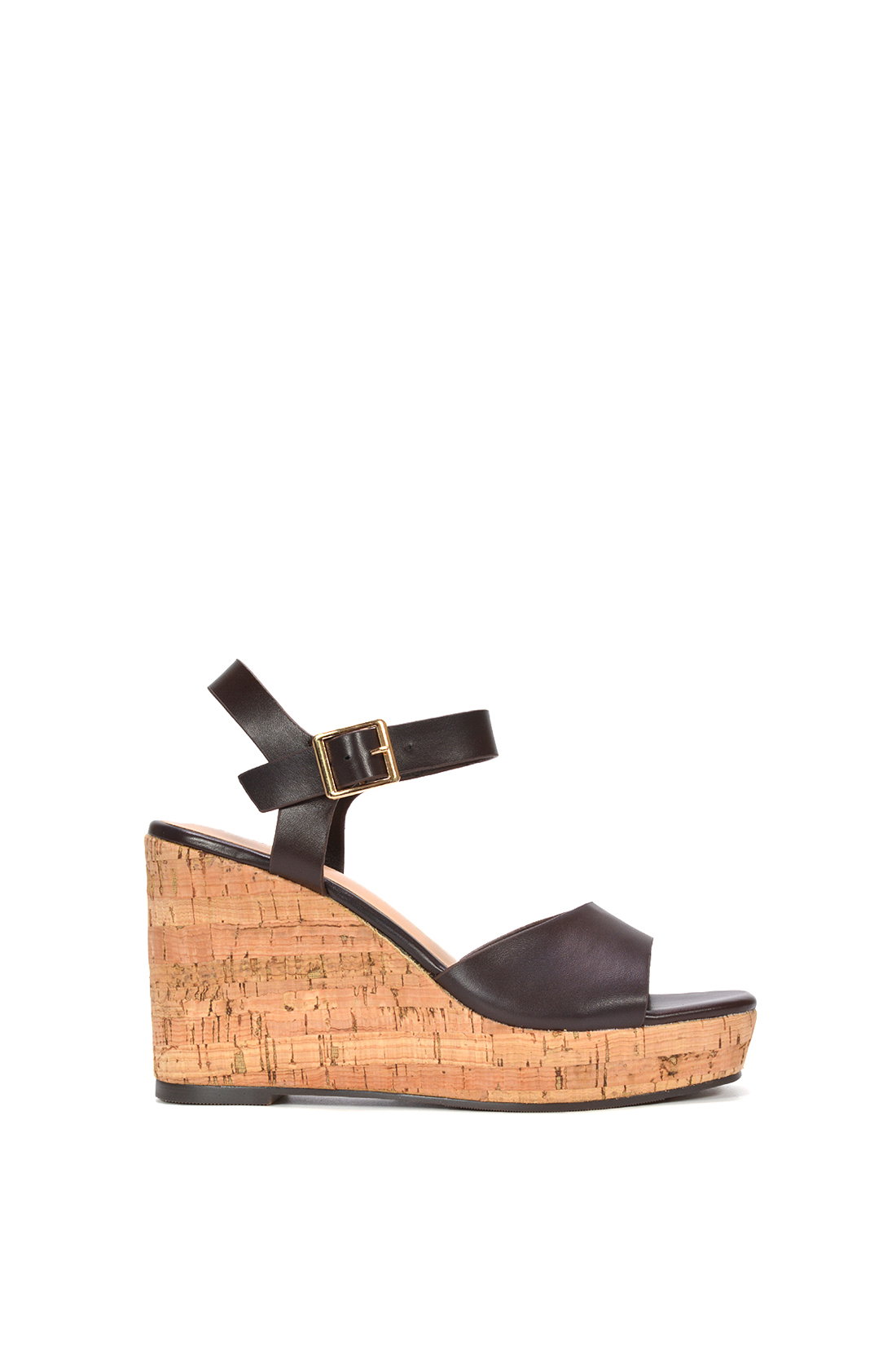 Brown 'Seraphina' Cork Platform Wedge Heel Sandals With Ankle Strap, Image 1 of 6