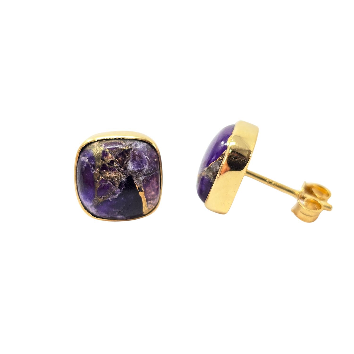 Purple Amethyst February Birthstone Gold Vermeil Stud Earrings