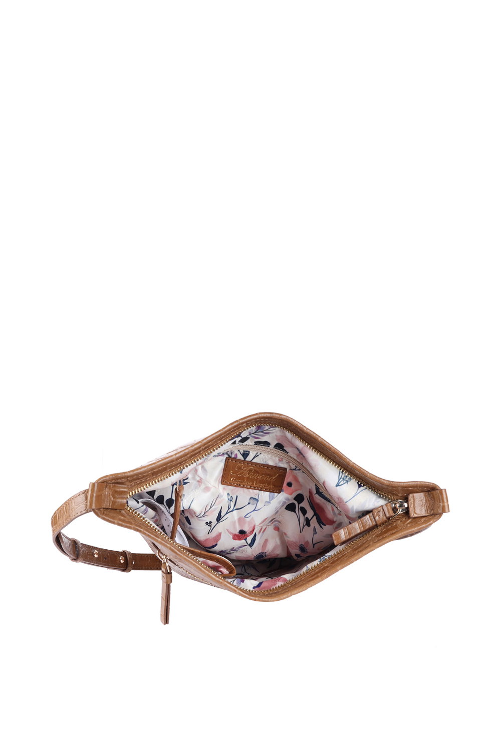 Tan Ashwood Leather Tan 'Expression' Croc Embossed Real Leather Shoulder Bag, Image 4 of 4