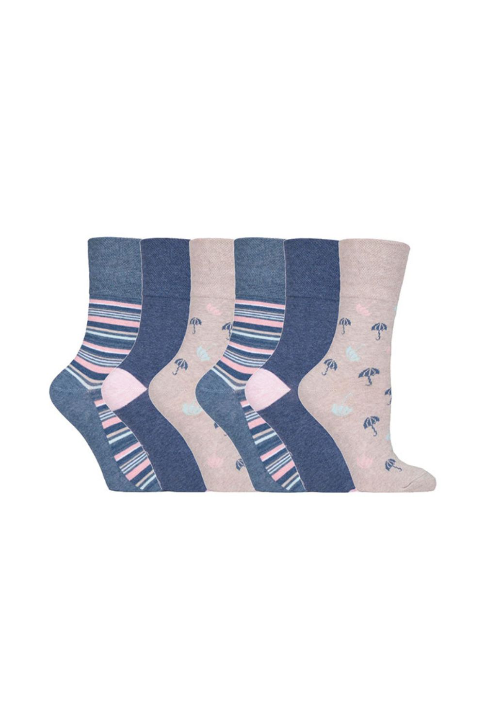 Blue Fluorescent 6 Pairs Non Elastic Socks, Image 1 of 5