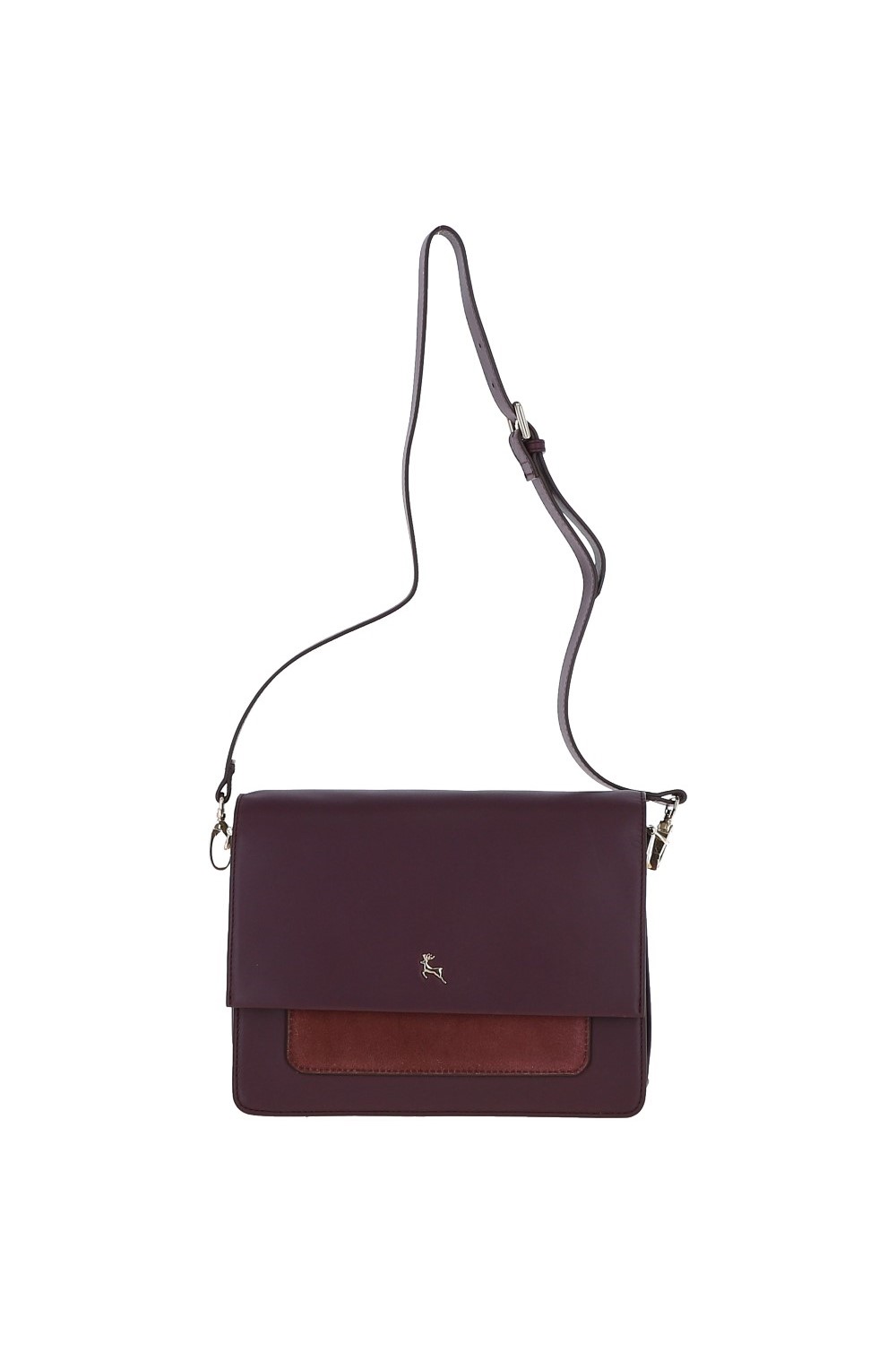 Burgundy 'Fabrizia' Two Sections Leather Shoulder Bag, Image 2 of 4