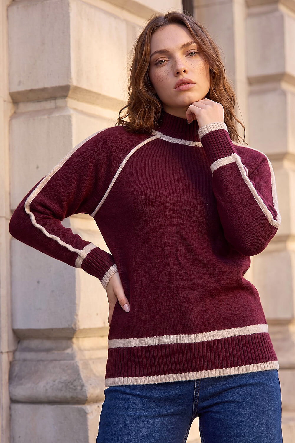 Roman Petite Women's Wine High Neck Jumper Size 16