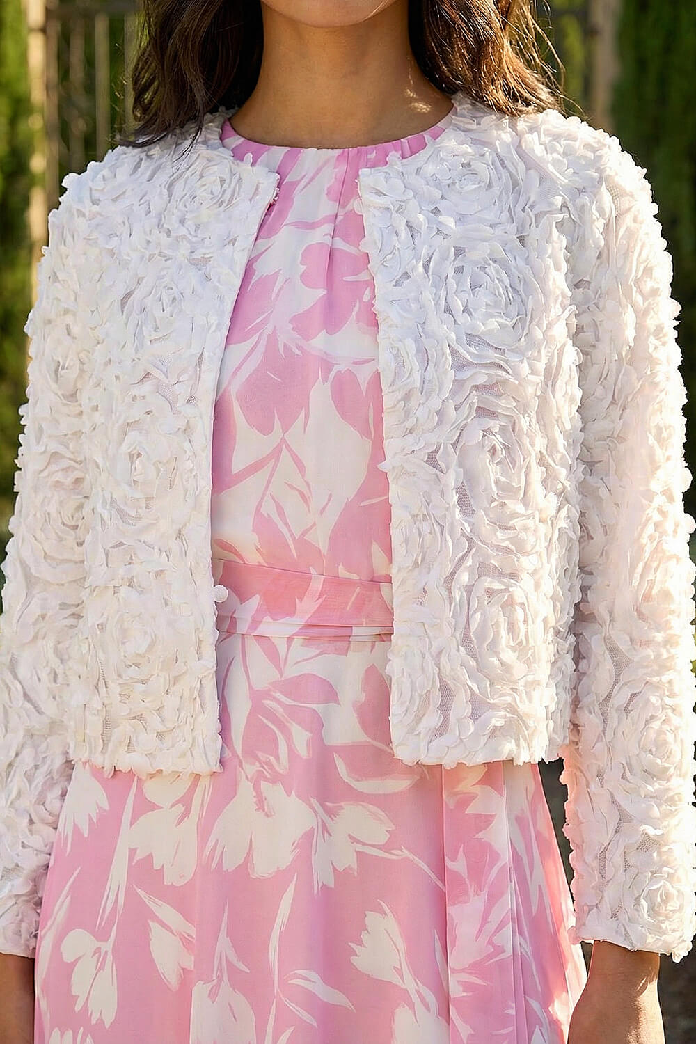 Ivory  Rose Textured Jacket, Image 5 of 4