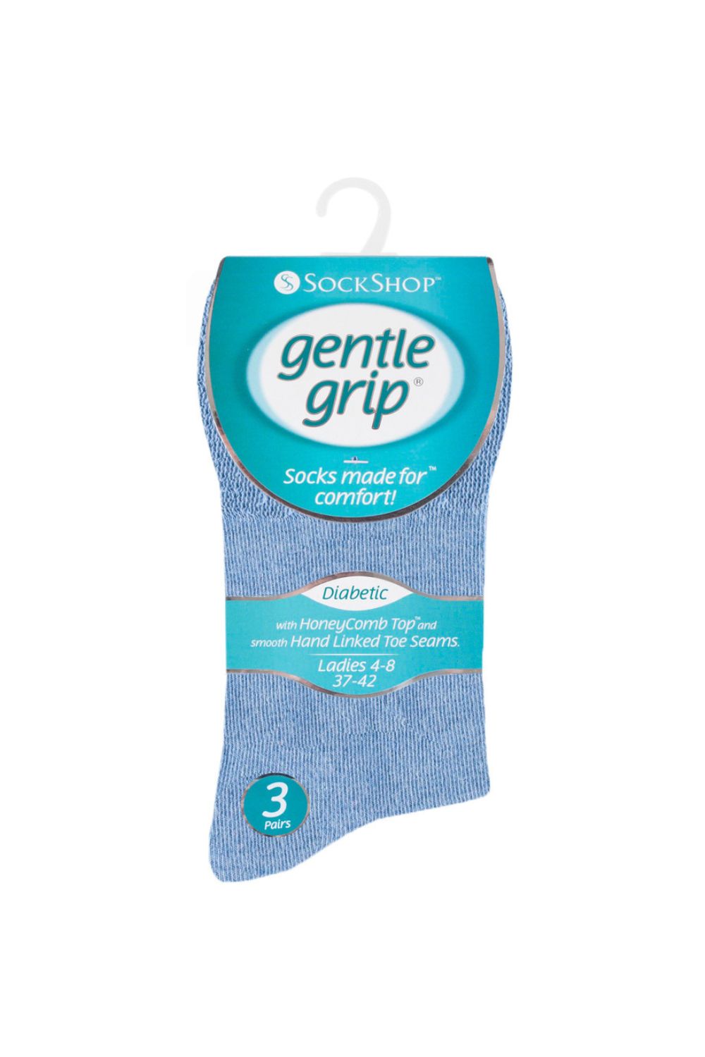Blue 6 Pairs Diabetic Socks, Image 2 of 5
