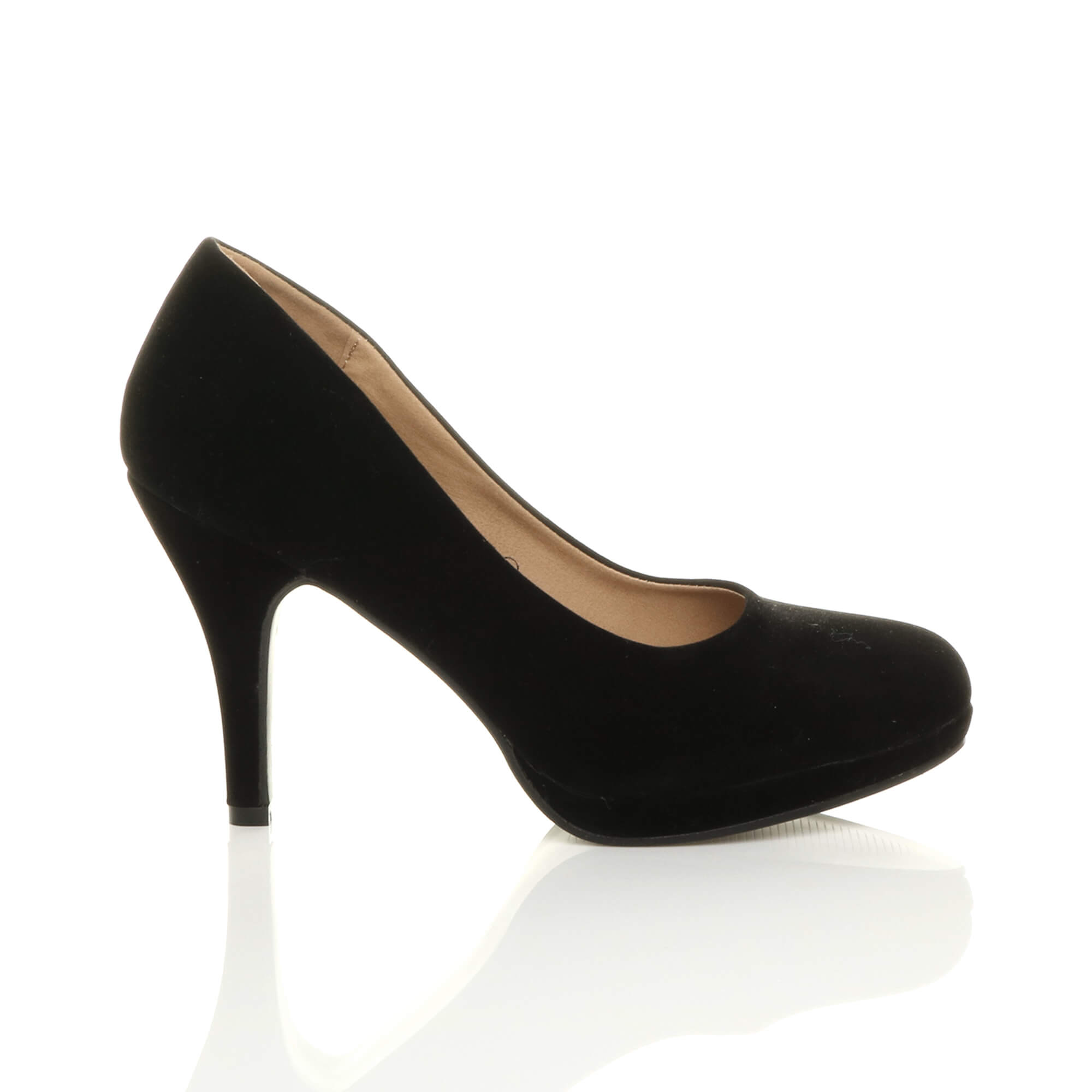 Black AJVANI Black Mid High Heel Court Shoes, Image 2 of 6