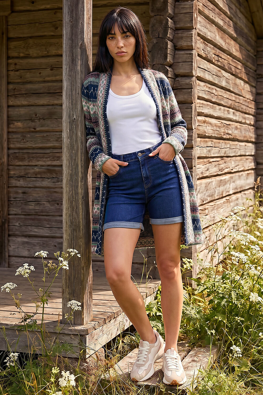 Petite Aztec Longline Cardigan, Image 3 of 4