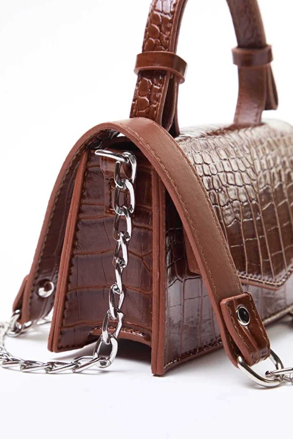 Brown Textured Crossbody Mini City Bag, Image 3 of 3