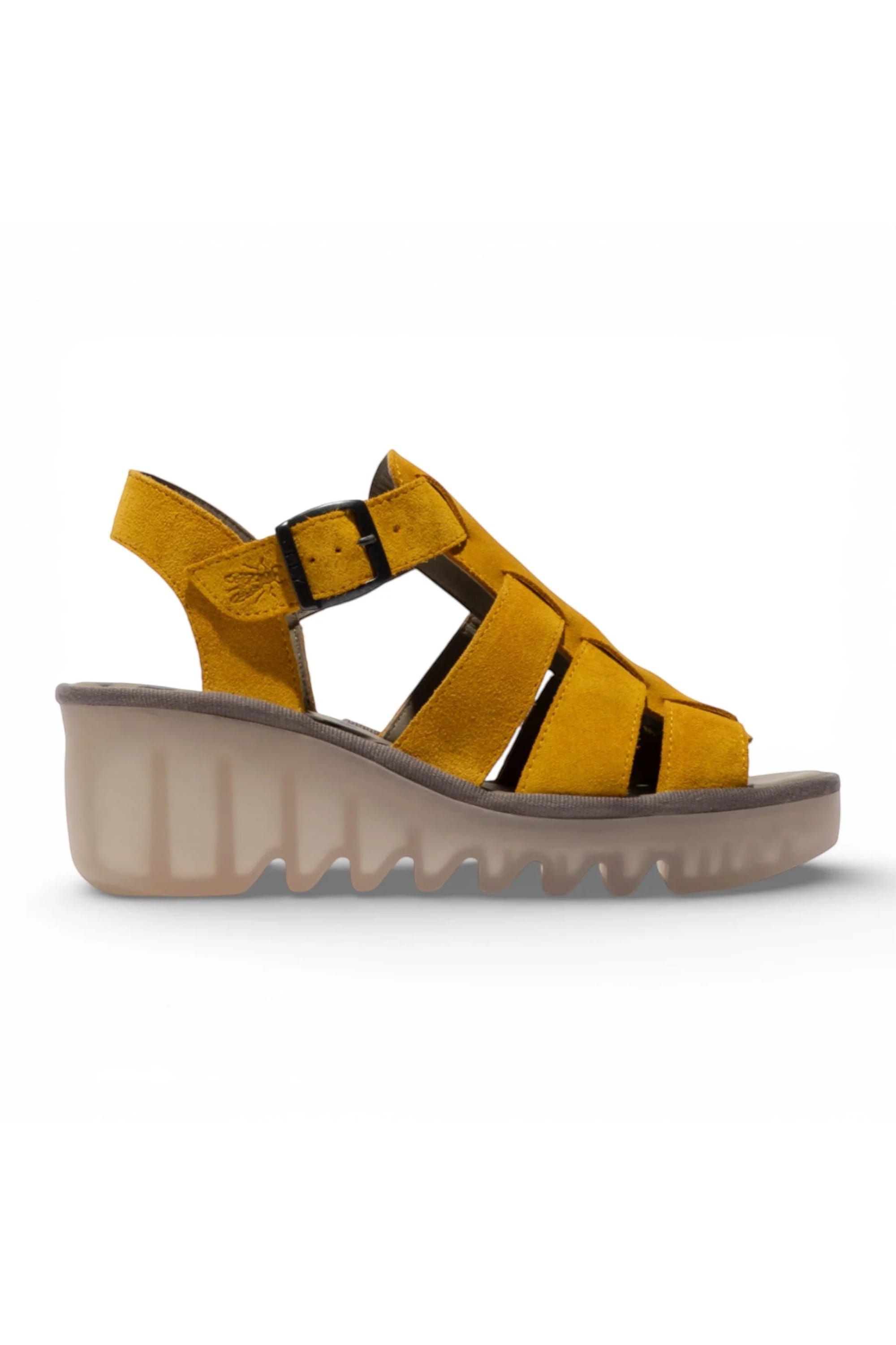 Yellow Womens Leather Wedge Sandals BAIC621FLY, Image 1 of 5