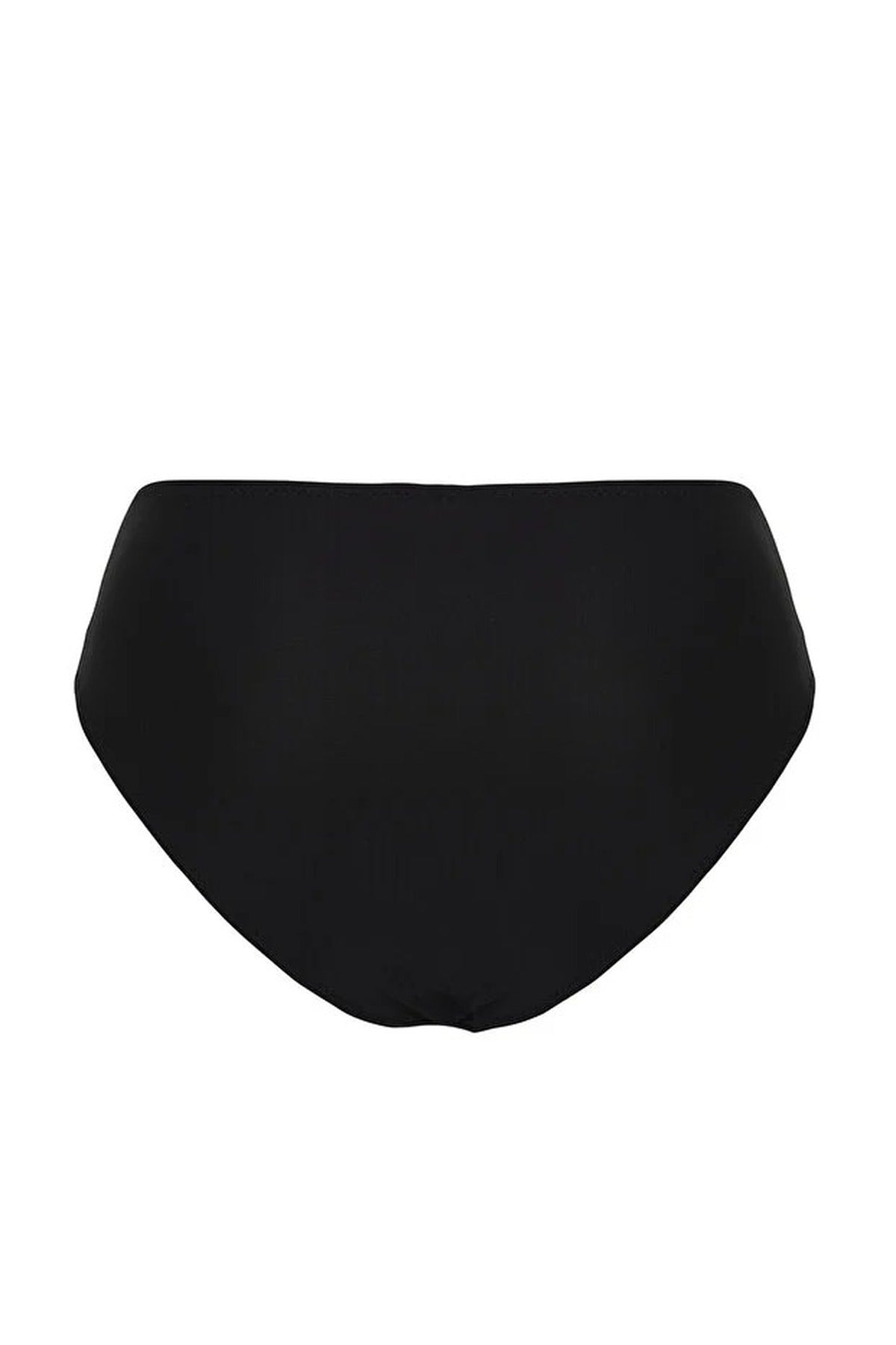Black Ruched Draped High Waist Bikini Bottom with Shaping Fit, Image 3 of 5