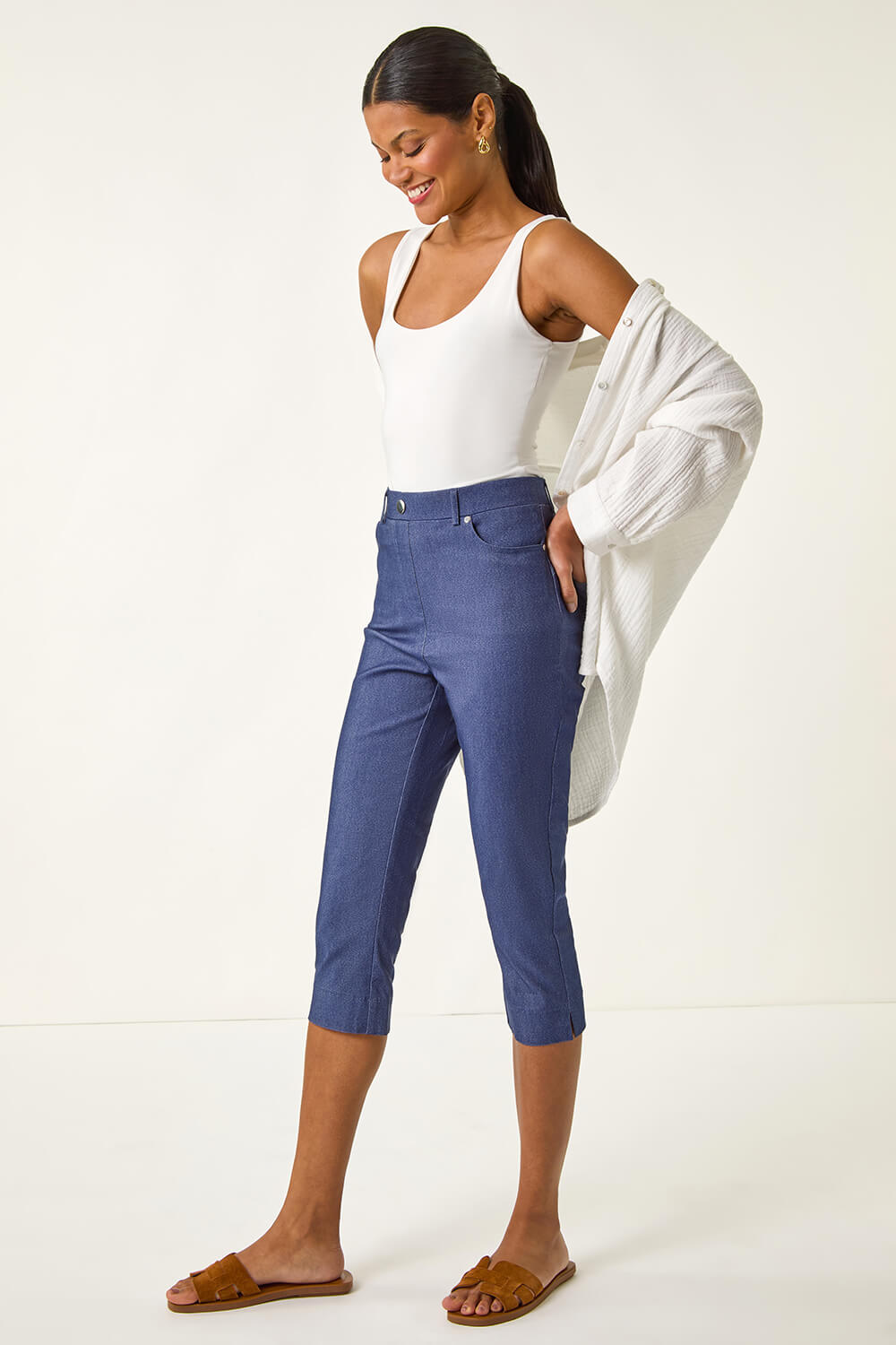 Indigo Lift Sculpt Shape Cropped Trouser, Image 1 of 5
