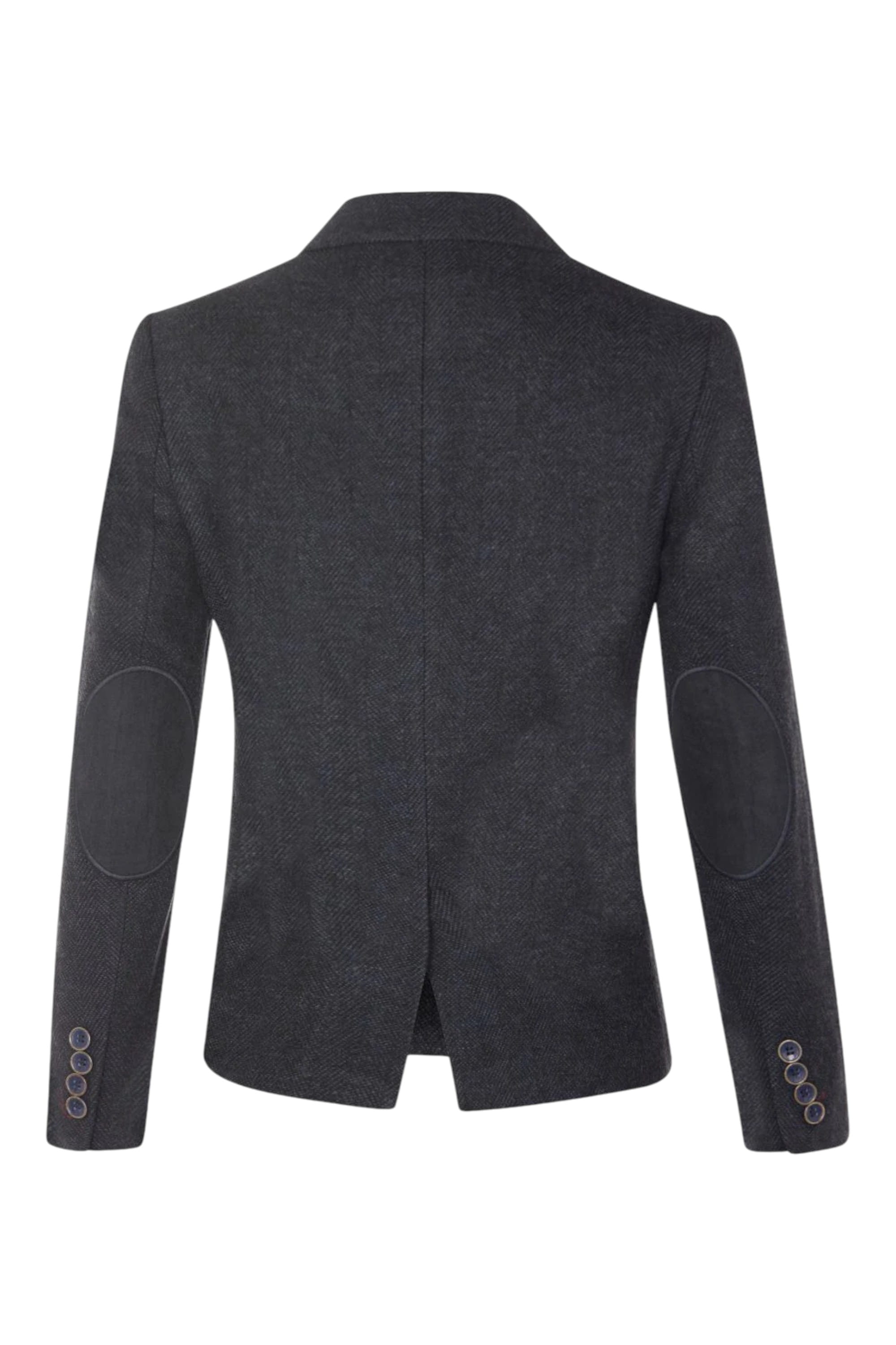 Navy Blue Infinity Leather Navy Blue Tweed 1920s Herringbone Navy Blazer, Image 4 of 6