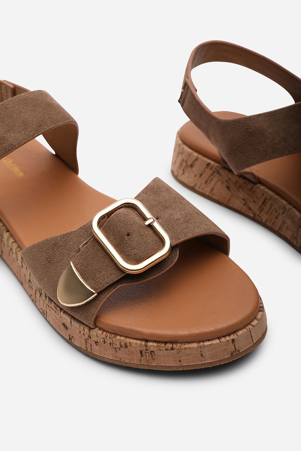 Camel Iridia Double Buckle Low Wedge Sandal, Image 5 of 6