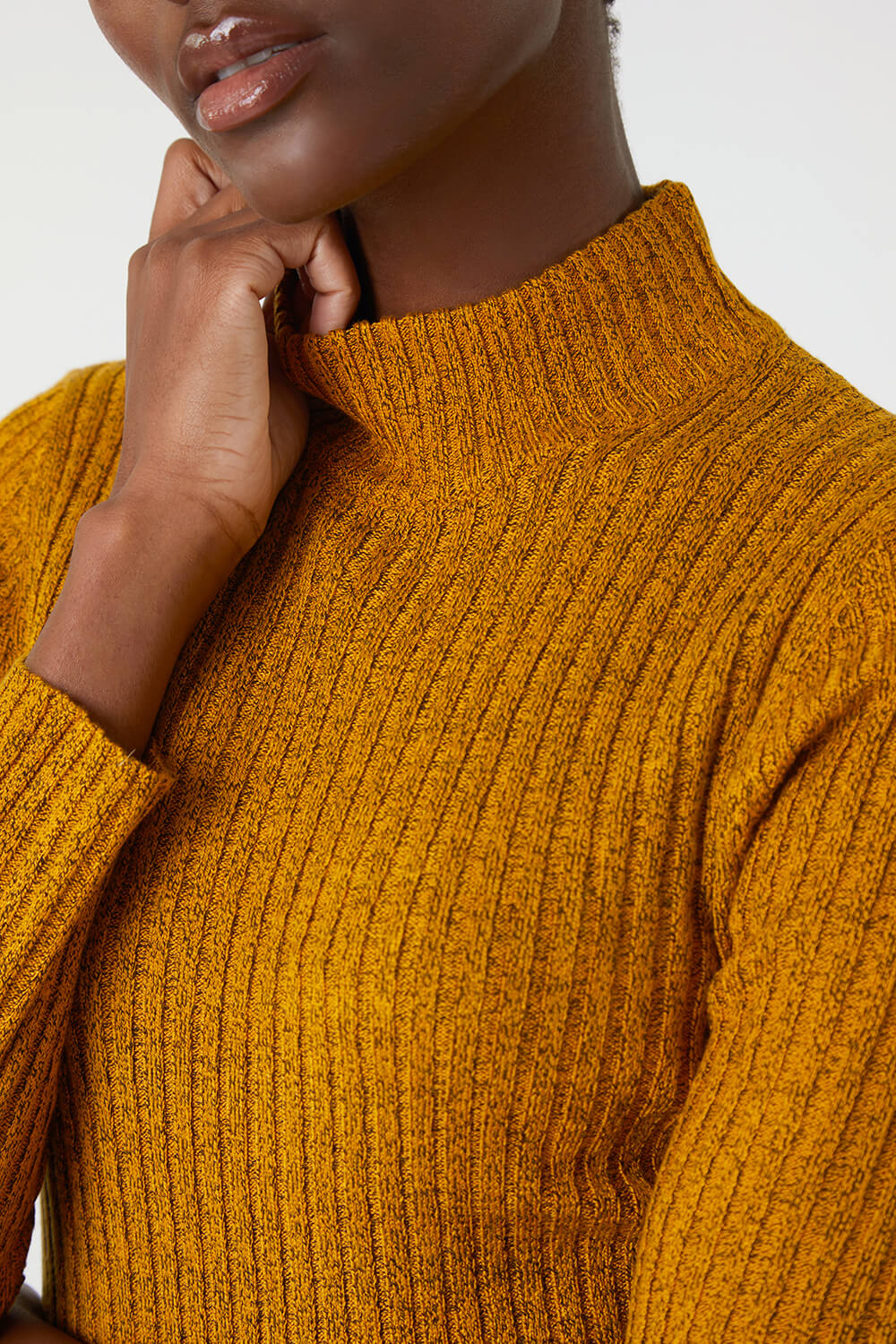 Amber Ribbed Knit Turtleneck Jumper, Image 6 of 5