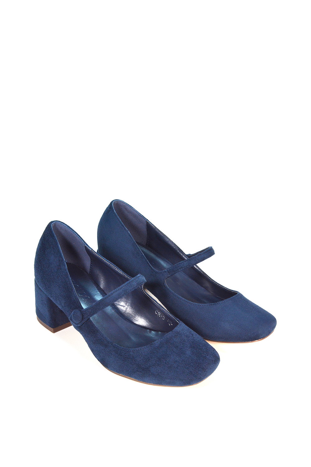 Navy XY LONDON Navy 'Leneka' Mary Jane Low Block Heel Court Shoes, Image 5 of 6