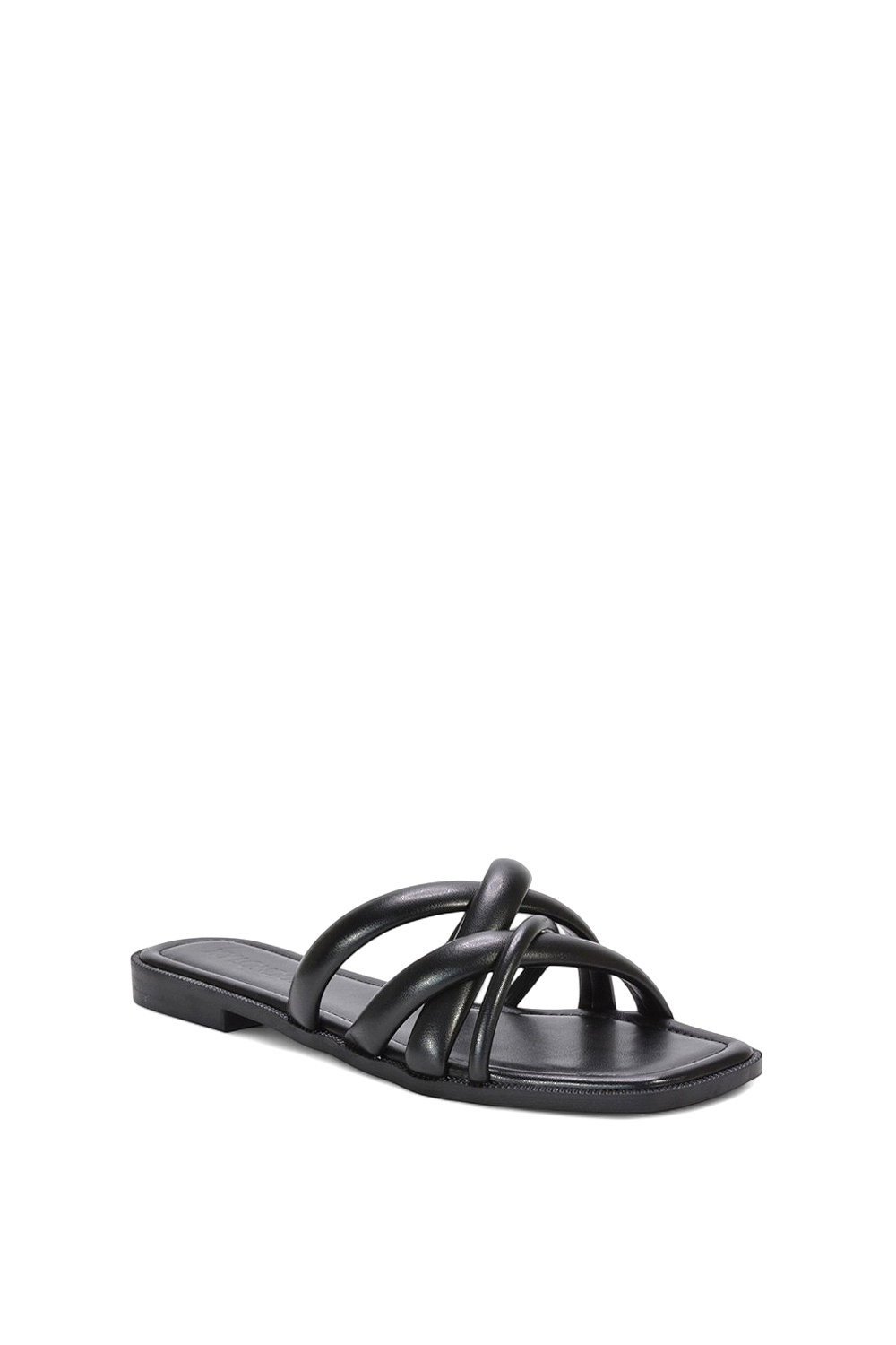 Black XY LONDON Black 'Fiona' Strappy Flat Open Toe Sandal Mule Sliders, Image 2 of 5