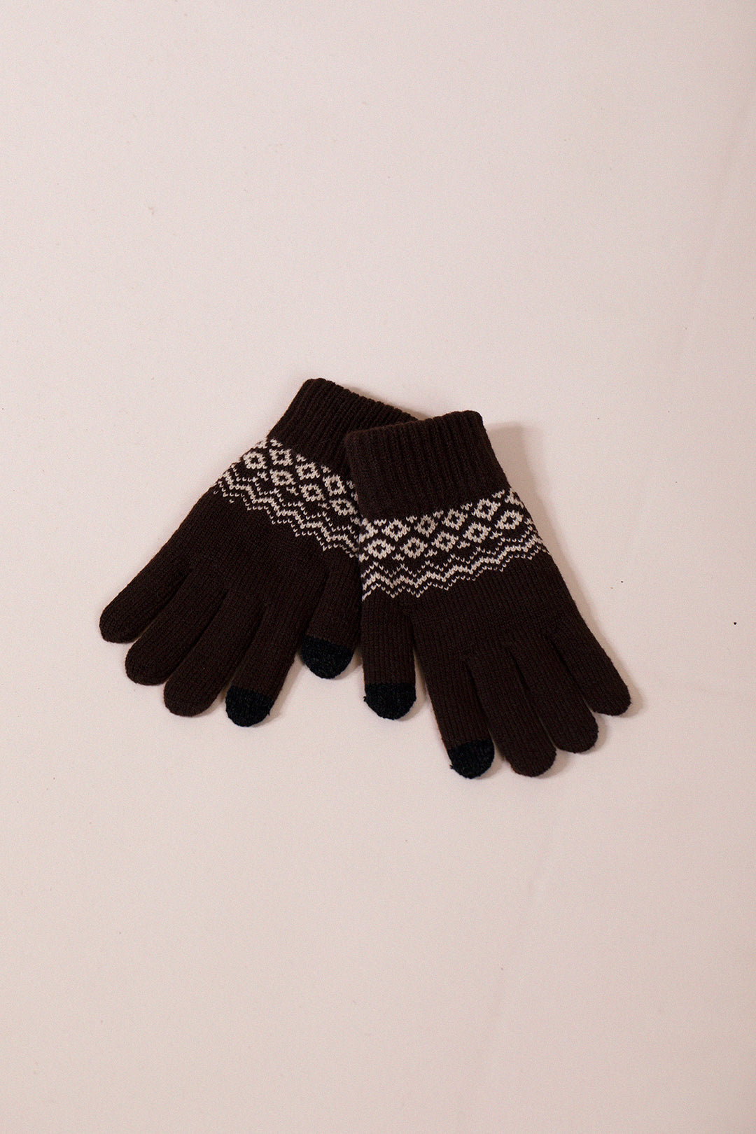 Brown SVNX Brown Pattern Gloves - Touch Screen, Image 4 of 4