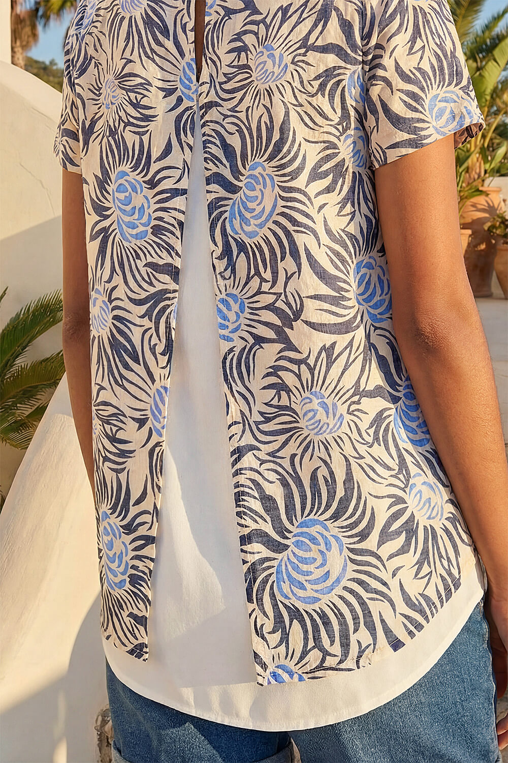 Black Floral Print Double Layer Top, Image 5 of 4