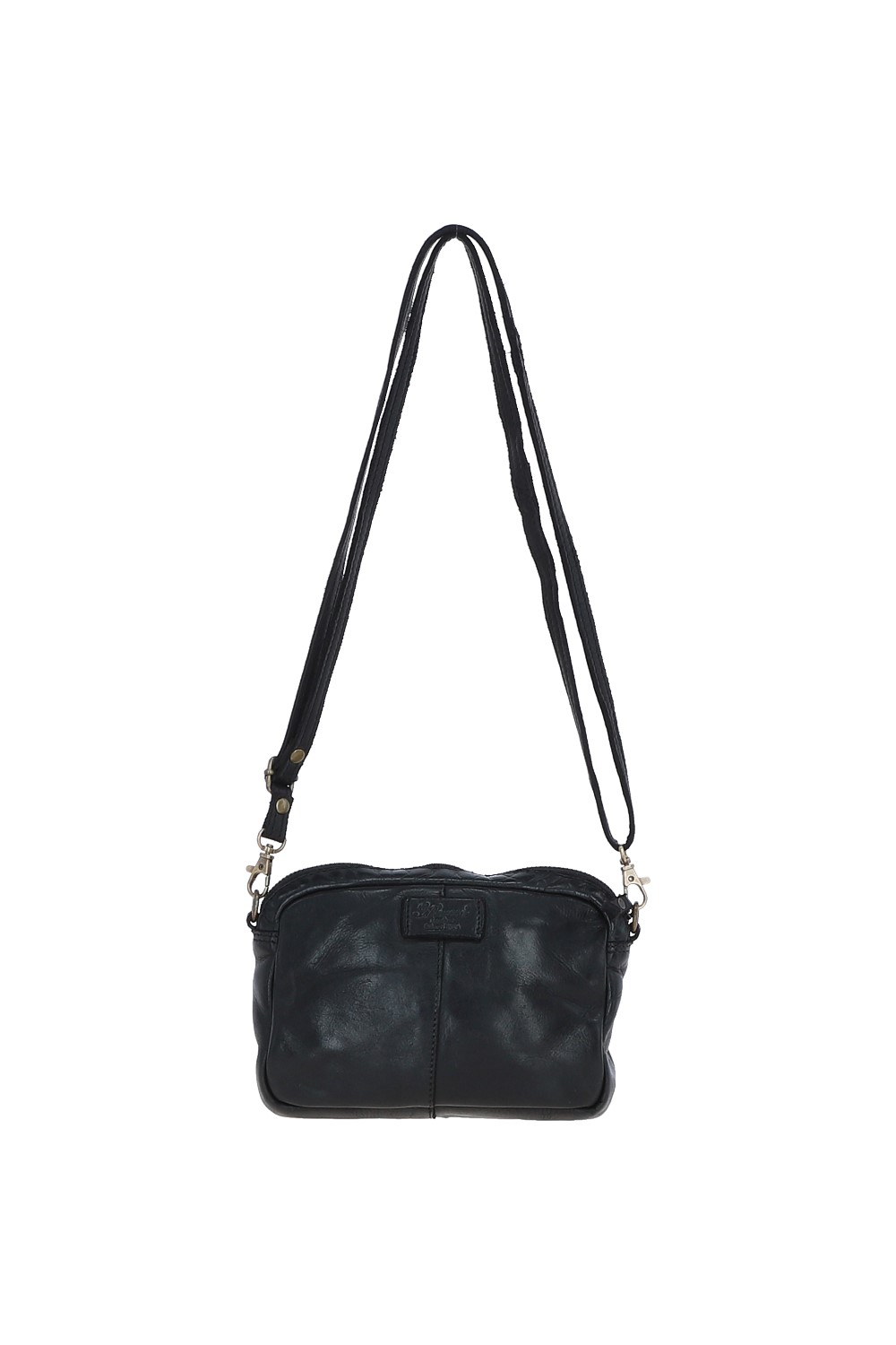 Black Real Leather Vintage Cross Body Bag, Image 4 of 5