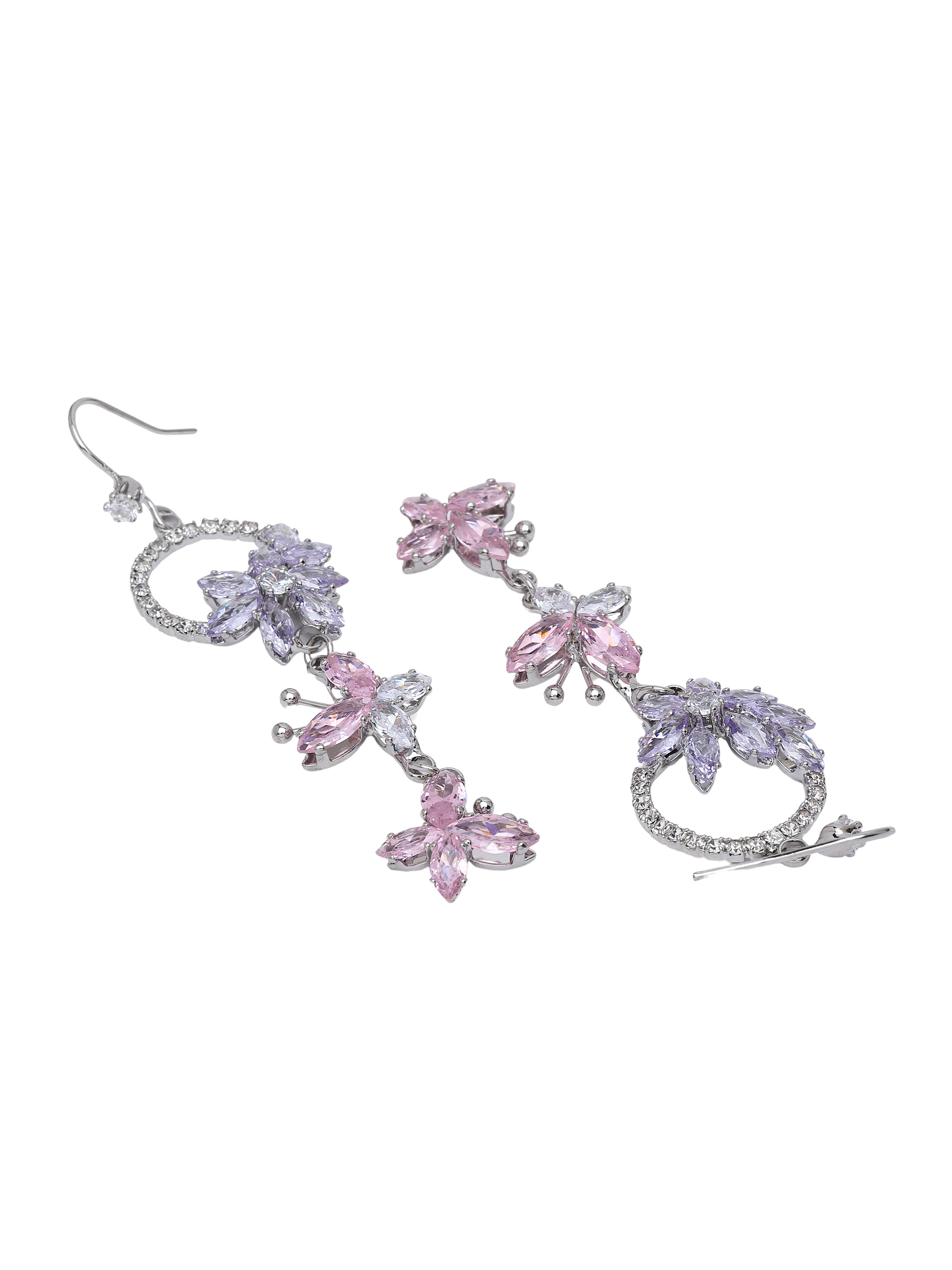 Lilac Floral Halo Chandelier Earrings, Image 2 of 3