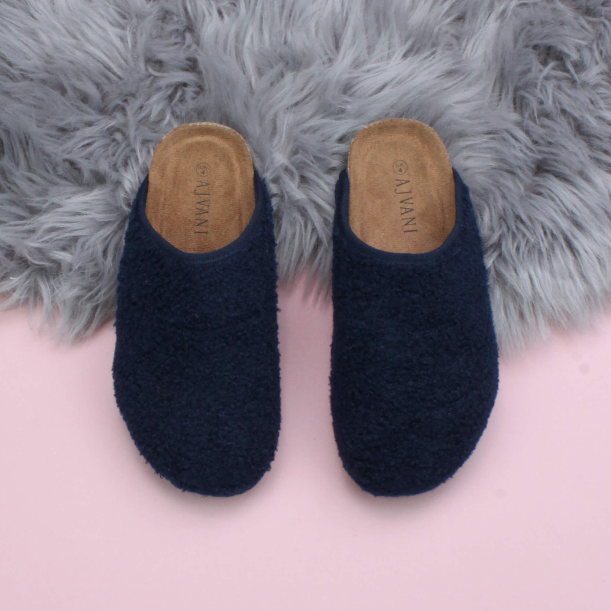 Navy Blue AJVANI Navy Blue Footbed Mules Slippers, Image 4 of 6