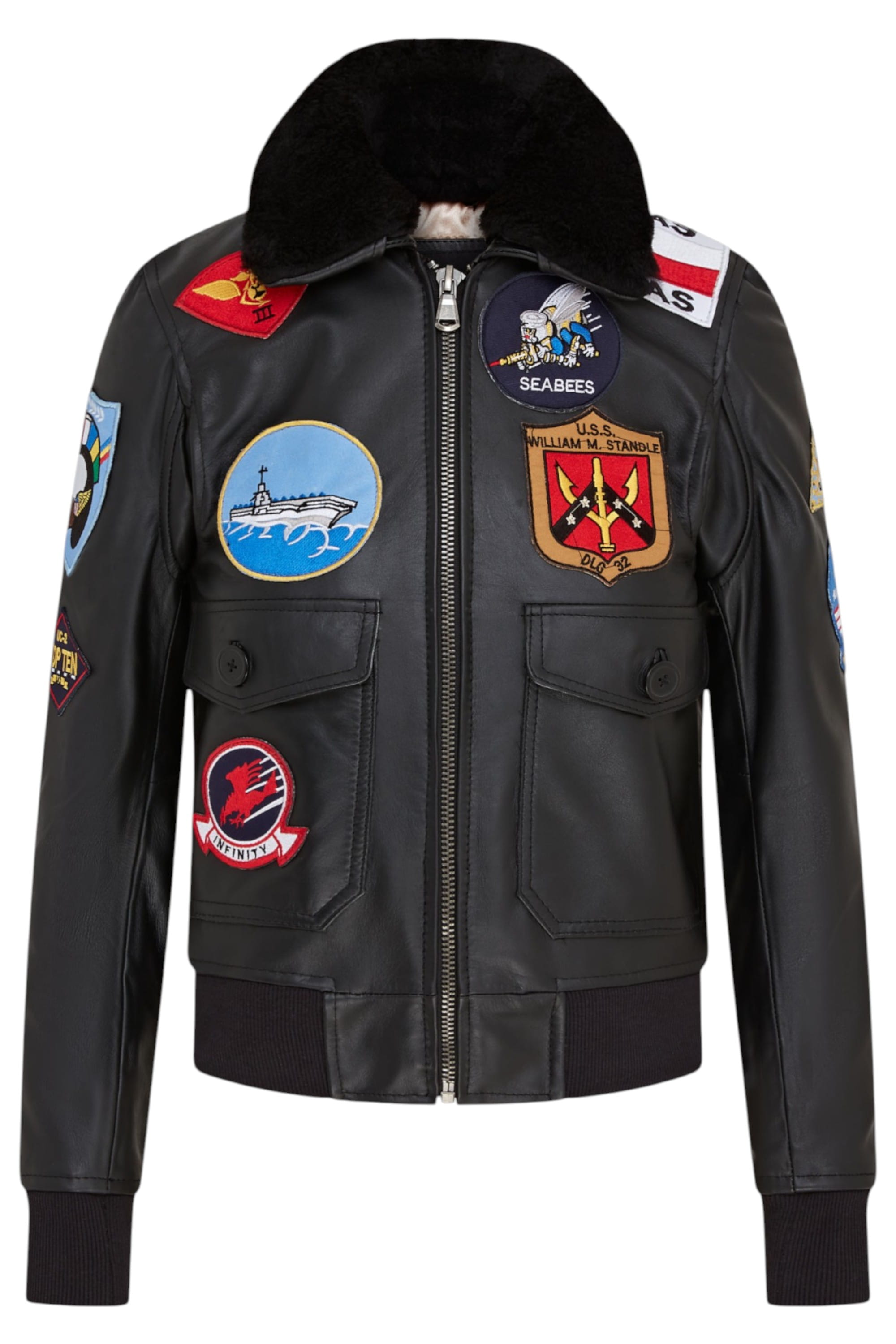 Black A2 Top Gun Leather Bomber Jacket-Sunbury