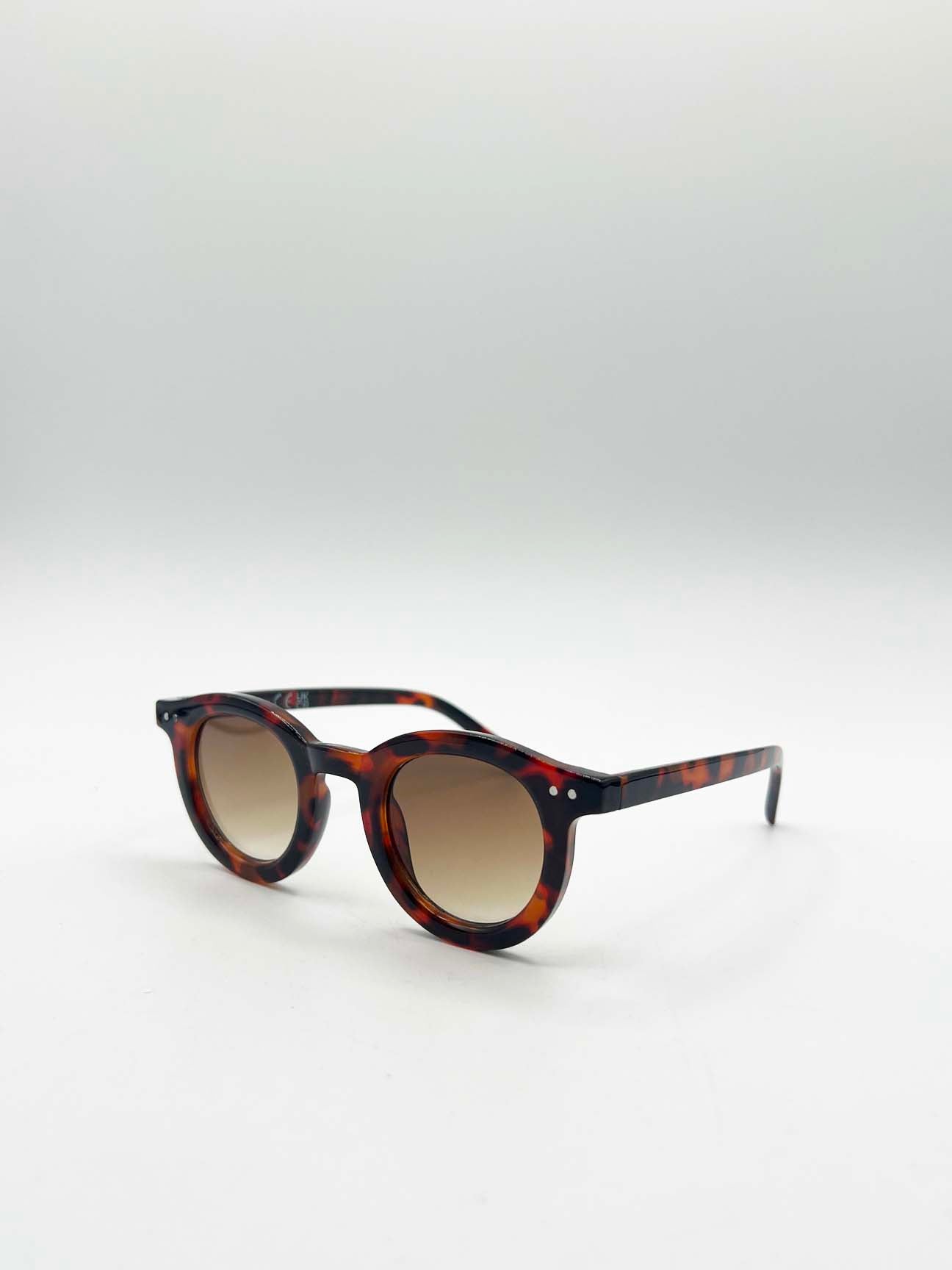 Brown Bold Rounded Sunglasses in Tortoiseshell, Image 2 of 6