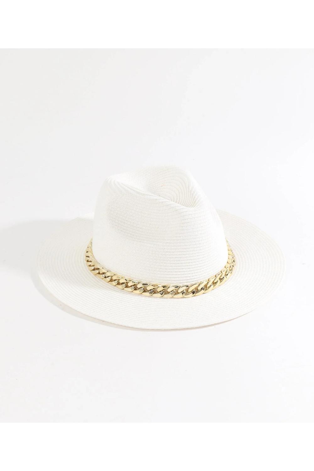 White Khari - Embellished Straw Fedora - White, Image 2 of 2