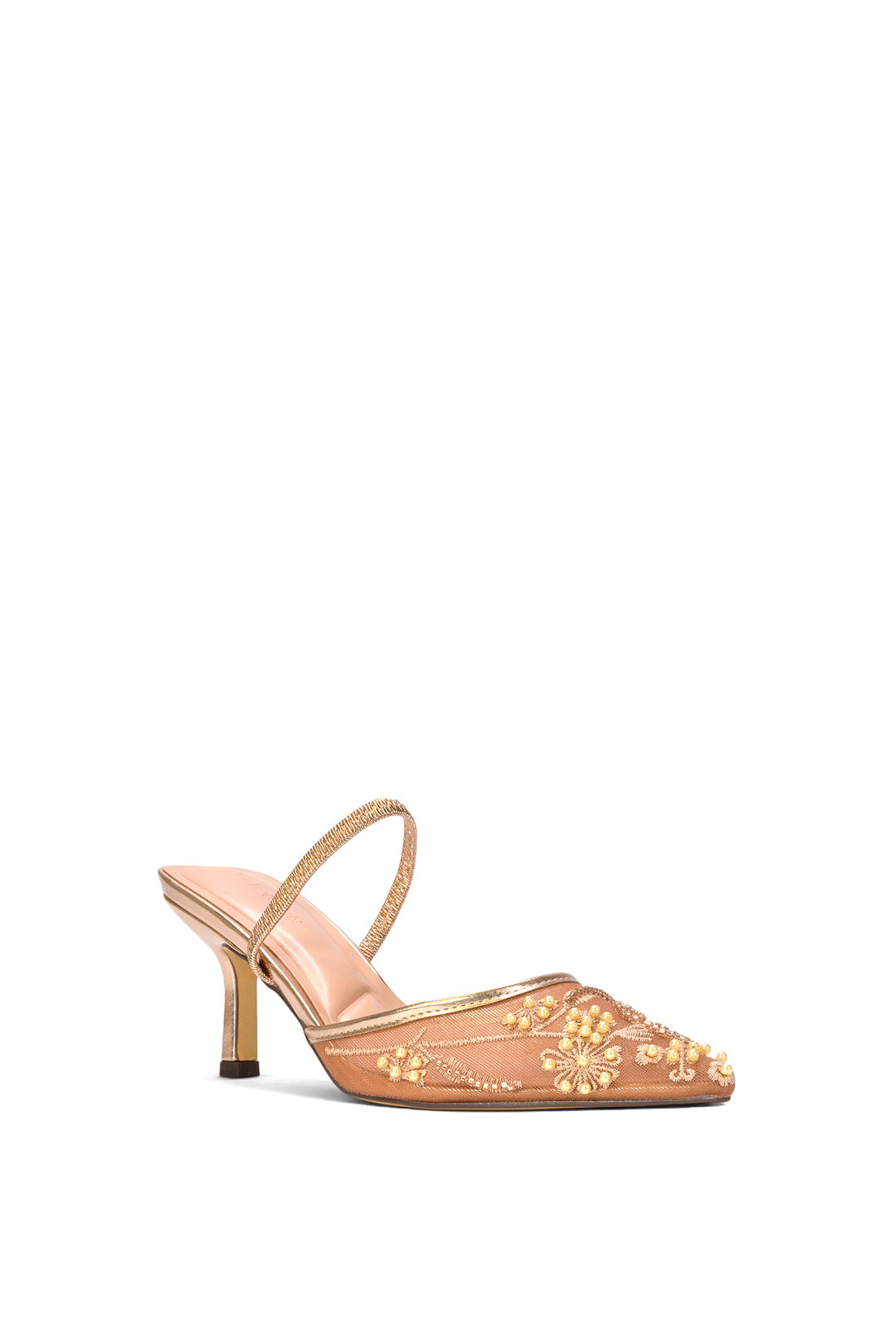 Rose Embroidered Slingback Mesh Court Shoes, Image 2 of 6