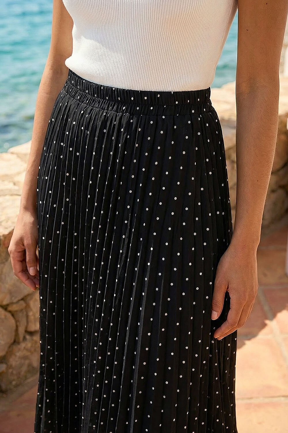 Black Polka Dot Maxi Skirt, Image 5 of 4