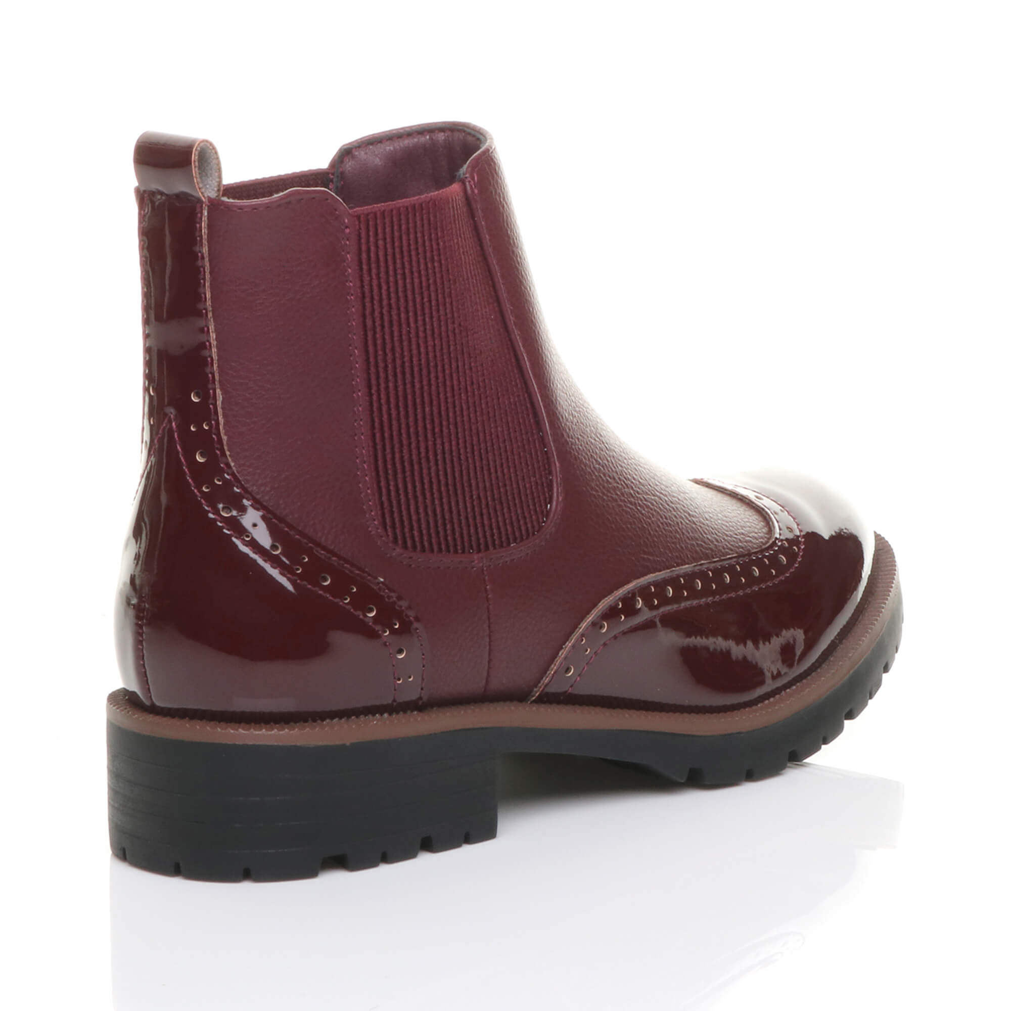 Burgundy AJVANI Burgundy Slip On Brogue Chelsea Ankle Boots, Image 4 of 6