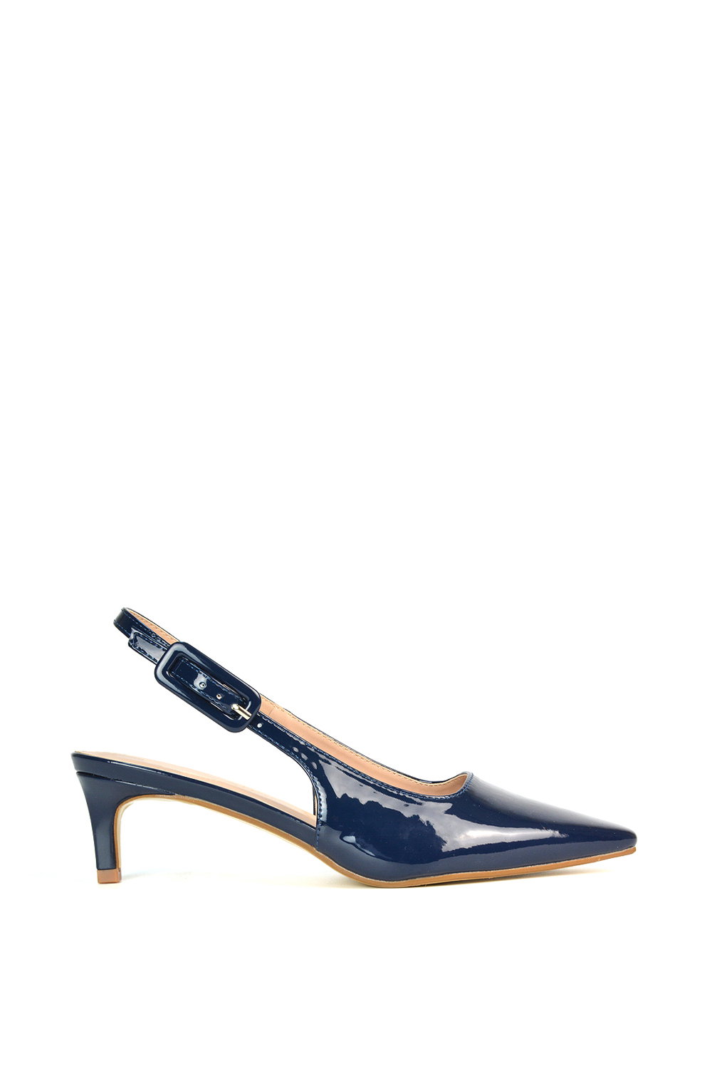 Black 'Kelly' Kitten Heel Court Shoes With Slingback