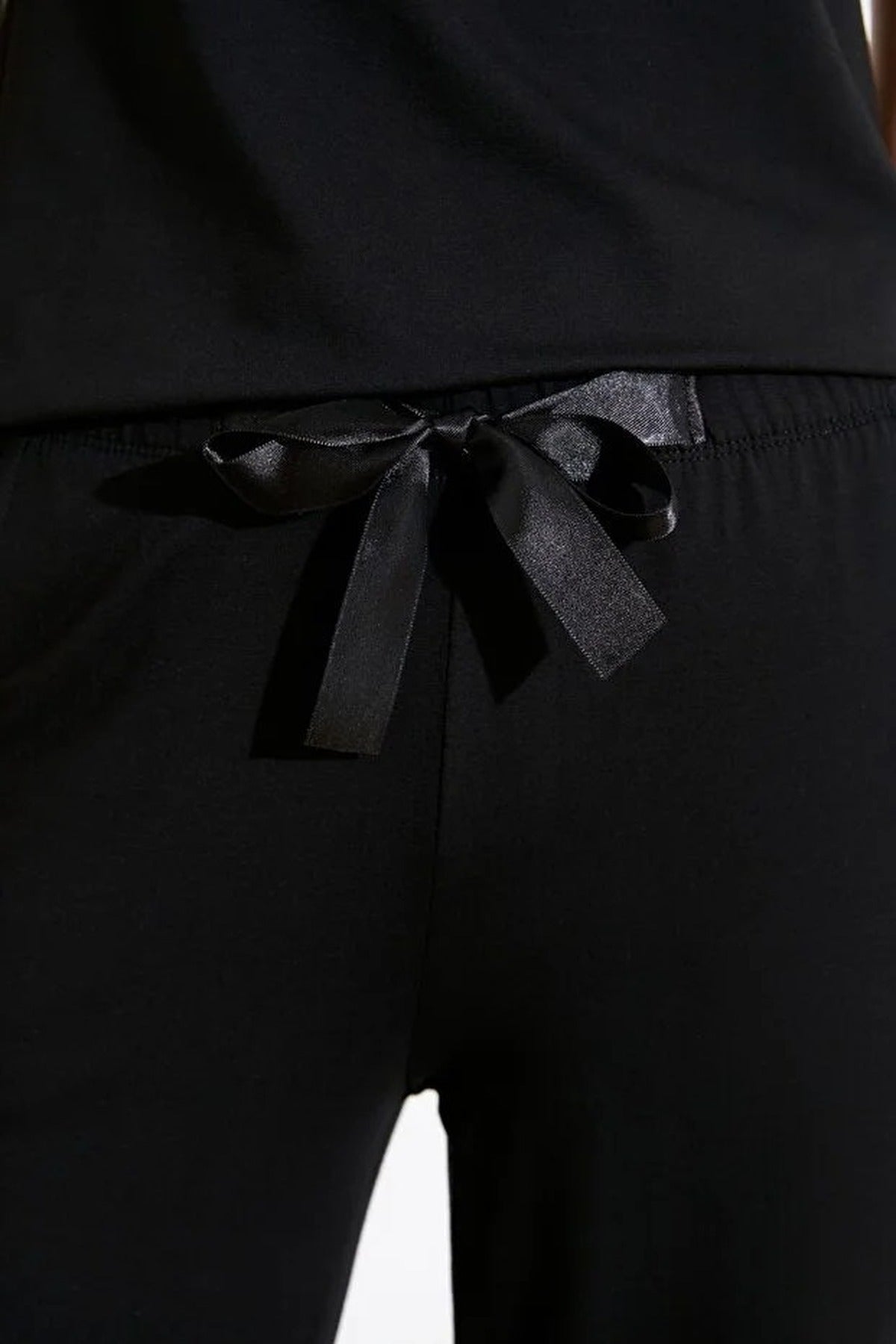 Black WOVCOR Black 2-Piece Lace Trim and Pyjama Set, Image 3 of 4