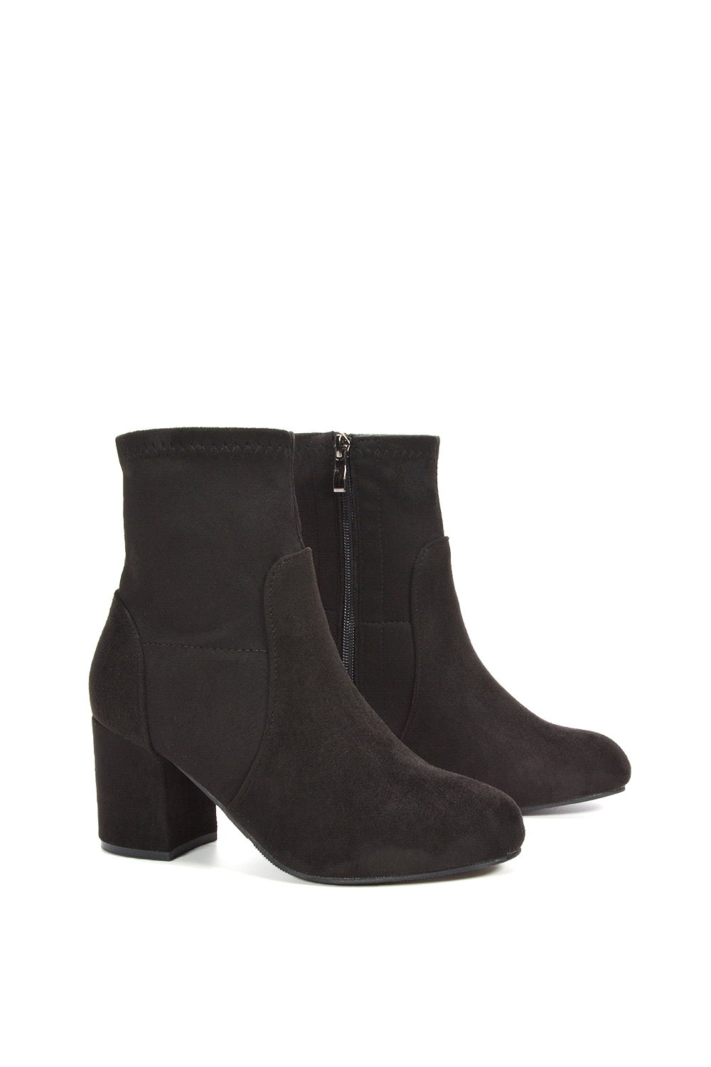 Black XY LONDON Black 'Rogue' Mid Block Heeled Ankle Booties, Image 3 of 6