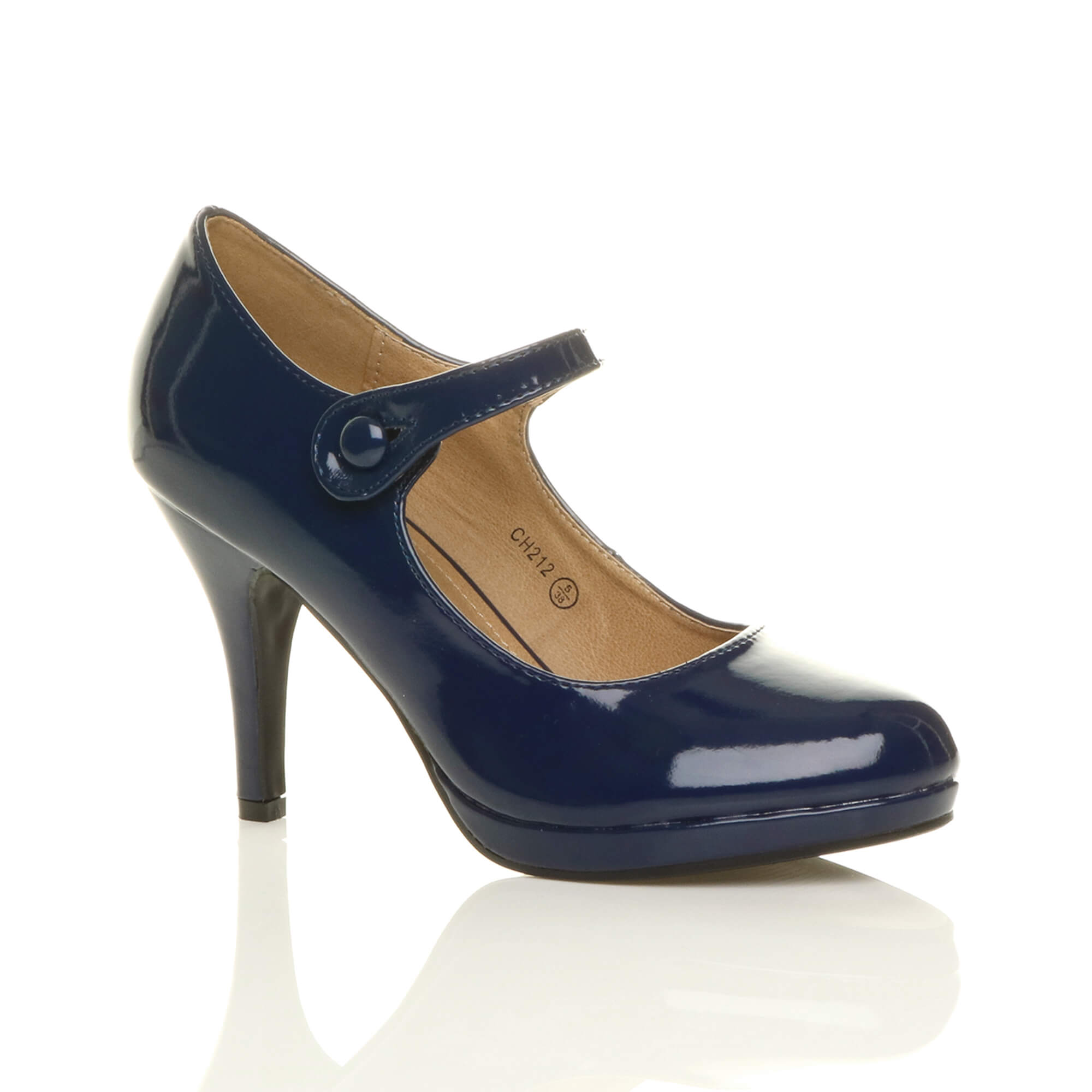 Navy Blue AJVANI Navy Blue High Heel Mary Jane CourtShoes, Image 1 of 5