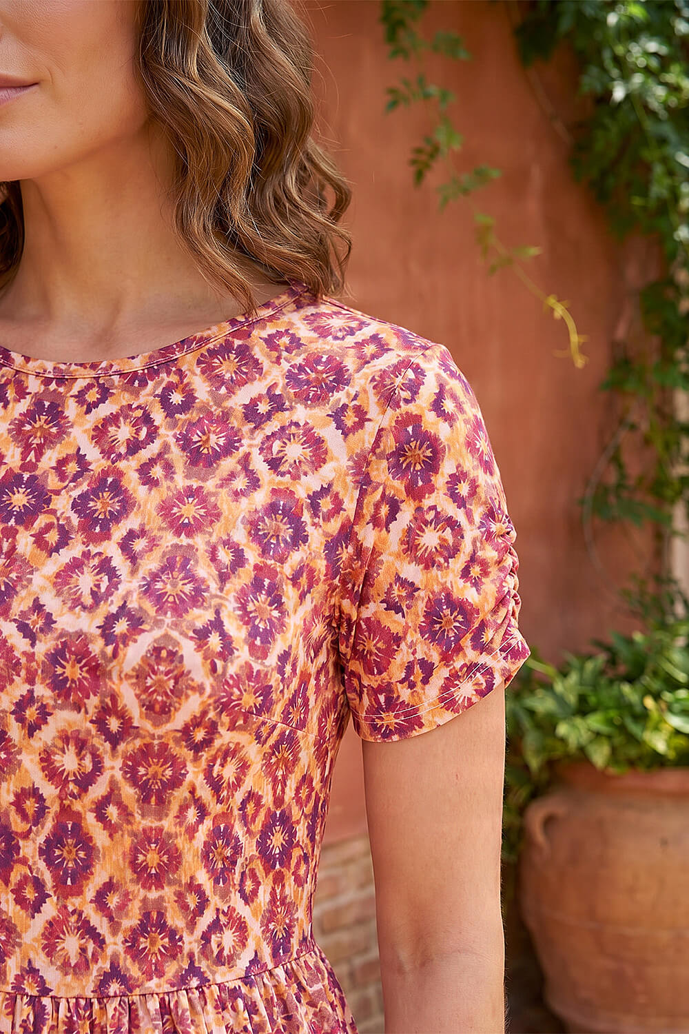 ORANGE Petite Abstract Midi Dress, Image 5 of 4