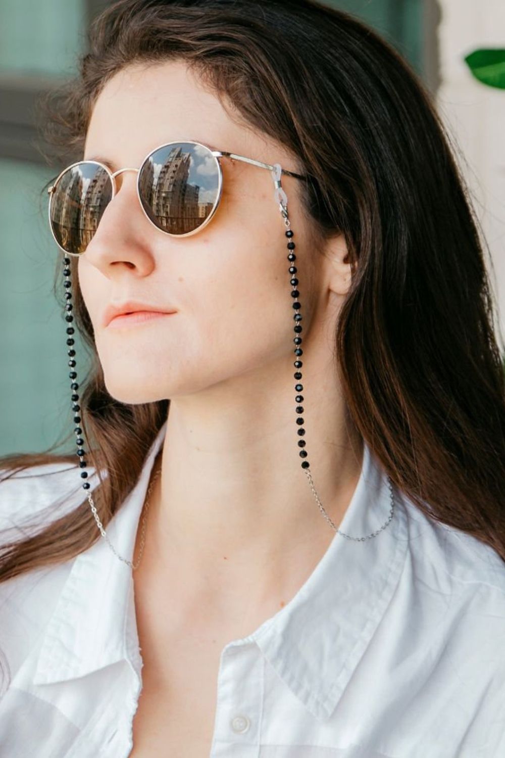 Gold The Colourful Aura Gold 70 CM Black Bead Silver Sunglass Summer Reading Eyeglass Lanyard Detachable Chain, Image 1 of 1
