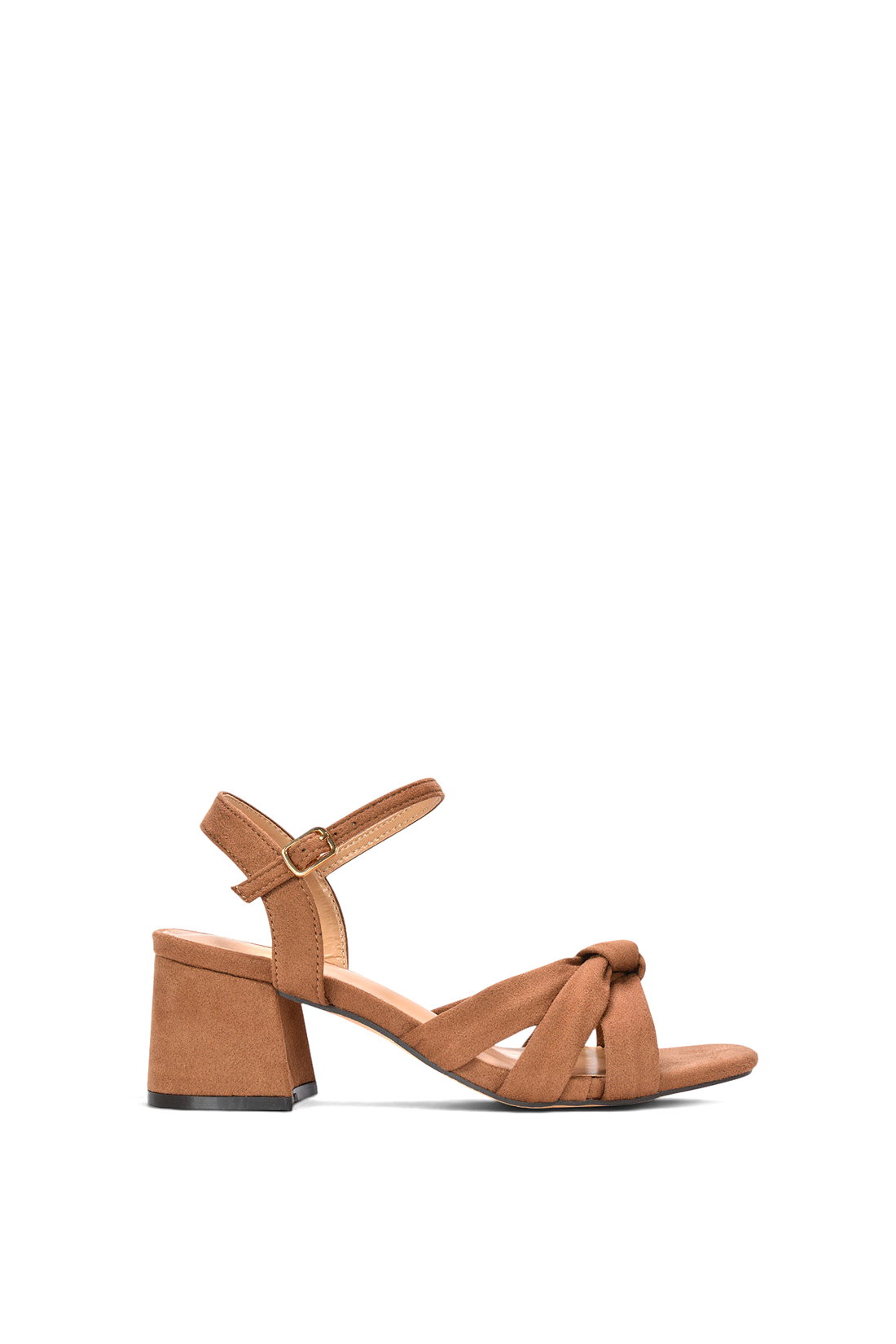 Black 'Candice' Strappy Block Heel Sandals With Knot Detail