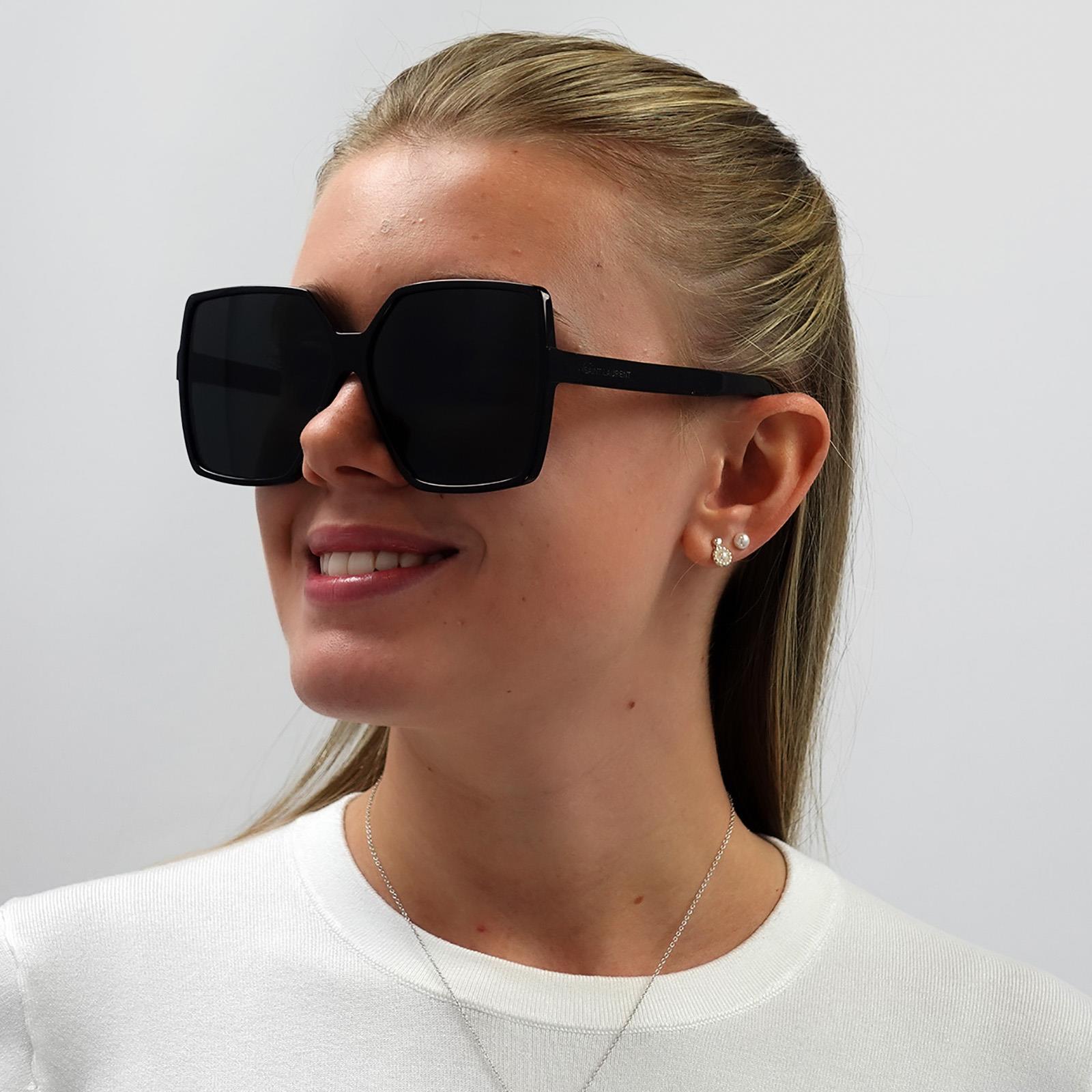 Black Saint Laurent Black Square Black Grey Sunglasses, Image 6 of 6