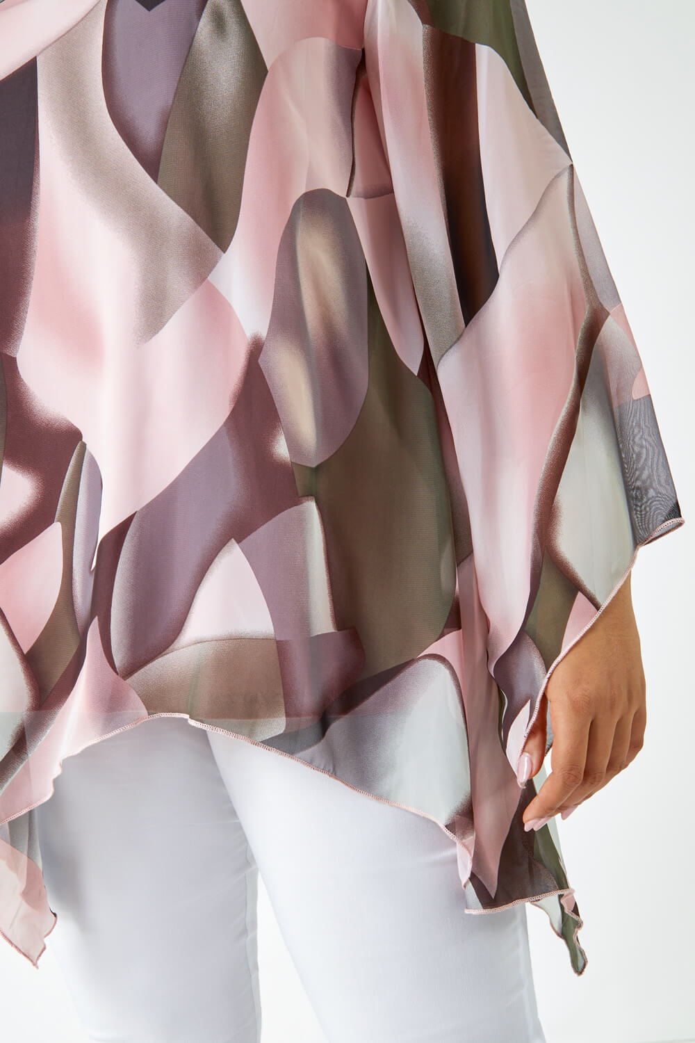 Light Pink Curve Abstract Chiffon Overlay Top, Image 6 of 5