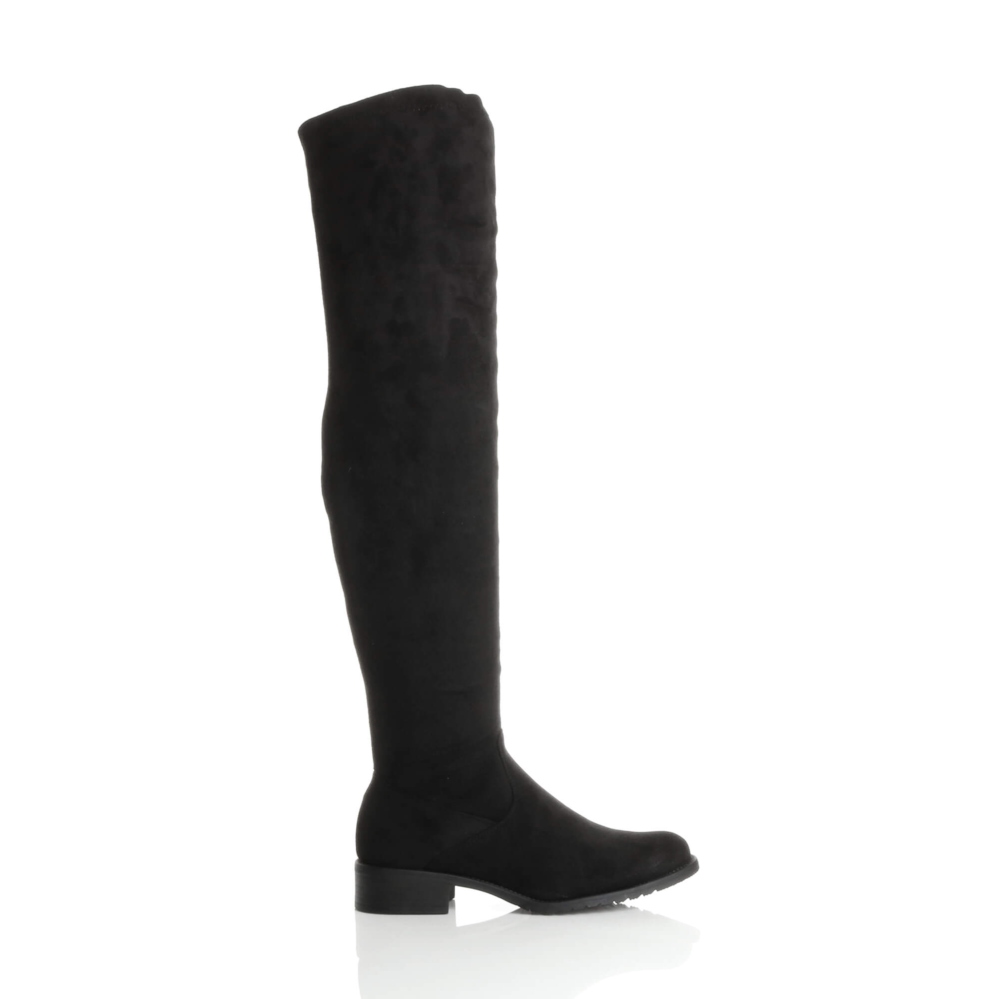 Black AJVANI Black Stretchy Sock Over The Knee Boots, Image 2 of 6
