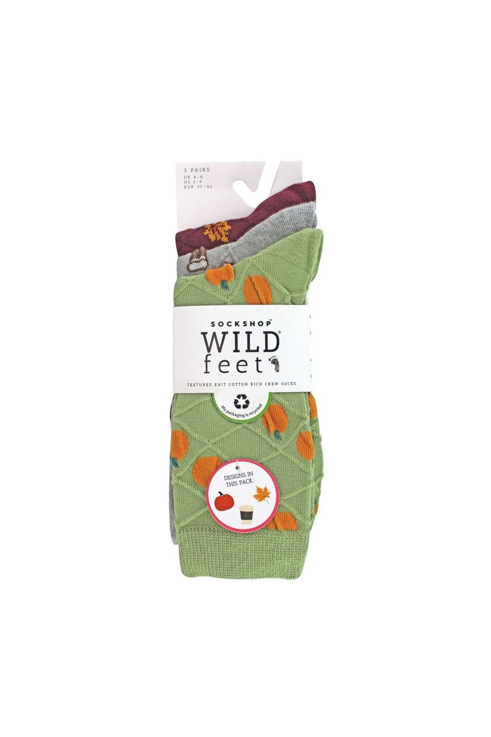 Grey 3 Pack Fashionable Texture Knit Cotton Socks, Image 2 of 3