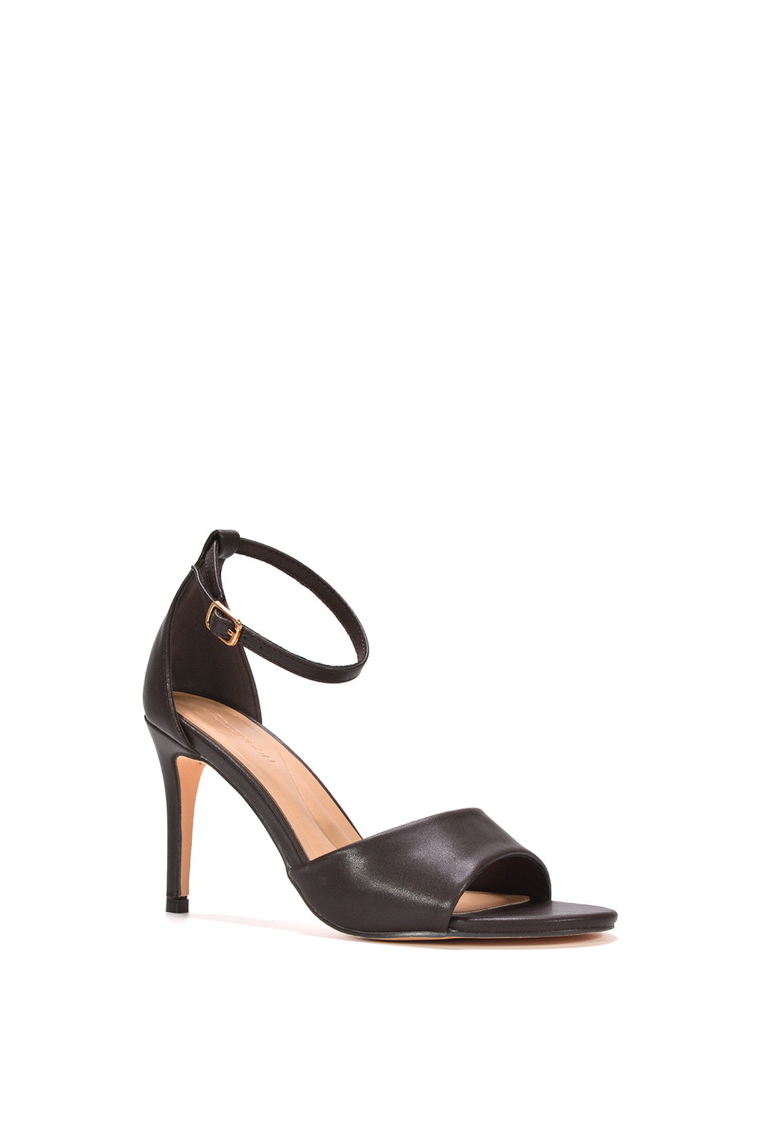 Brown Stiletto Heel Open Toe Sandals With Ankle Strap, Image 2 of 6