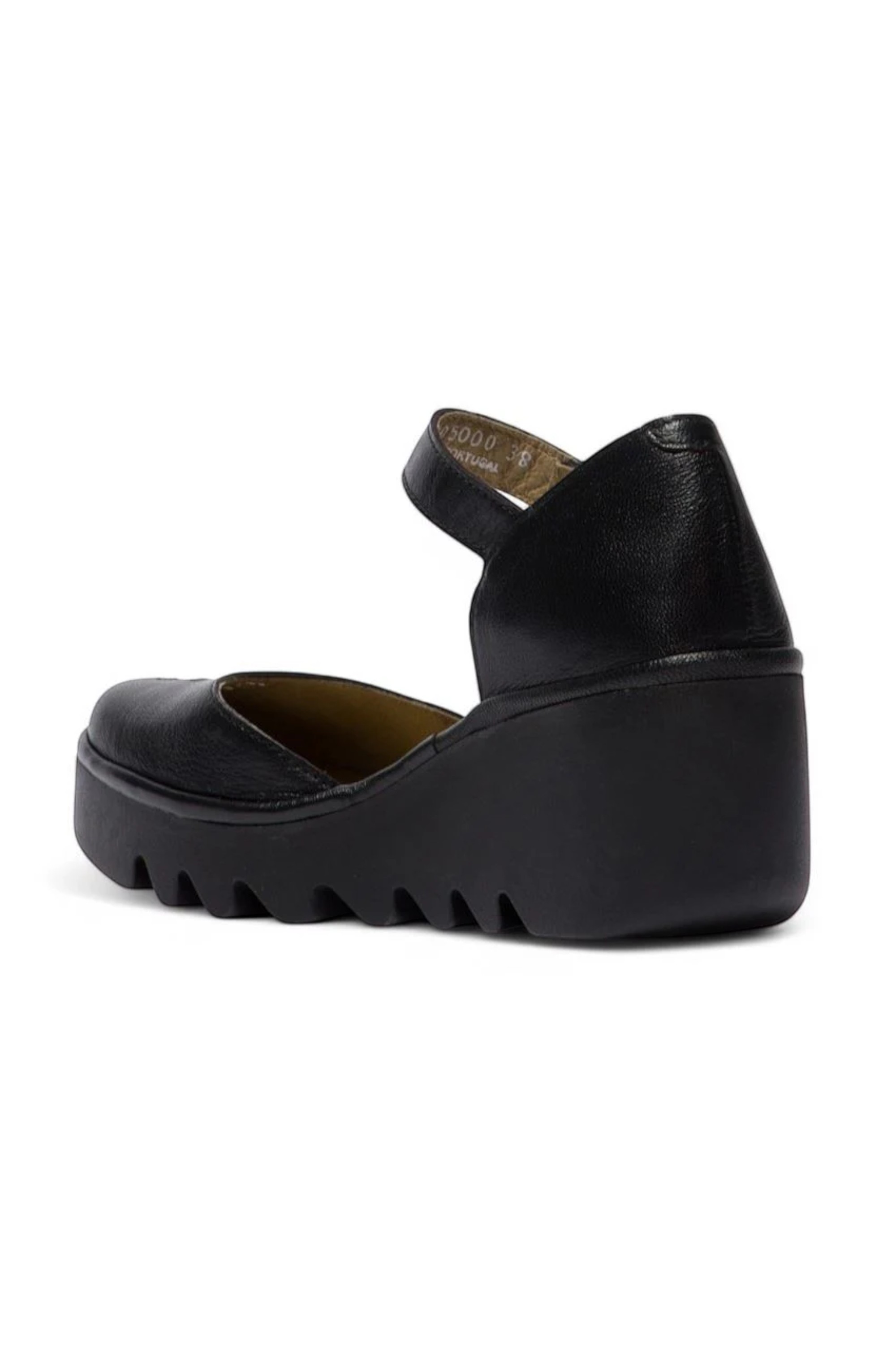 Black Womens Durable Wedge Sandals-BISO305FLY, Image 4 of 5