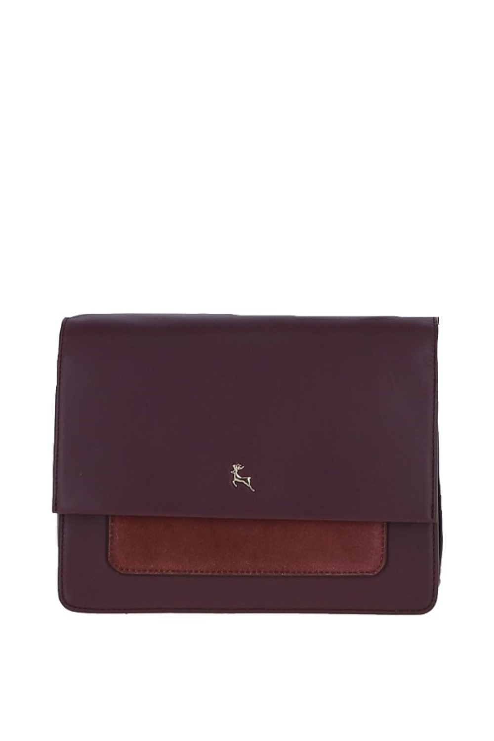 Burgundy 'Fabrizia' Two Sections Leather Shoulder Bag, Image 1 of 4